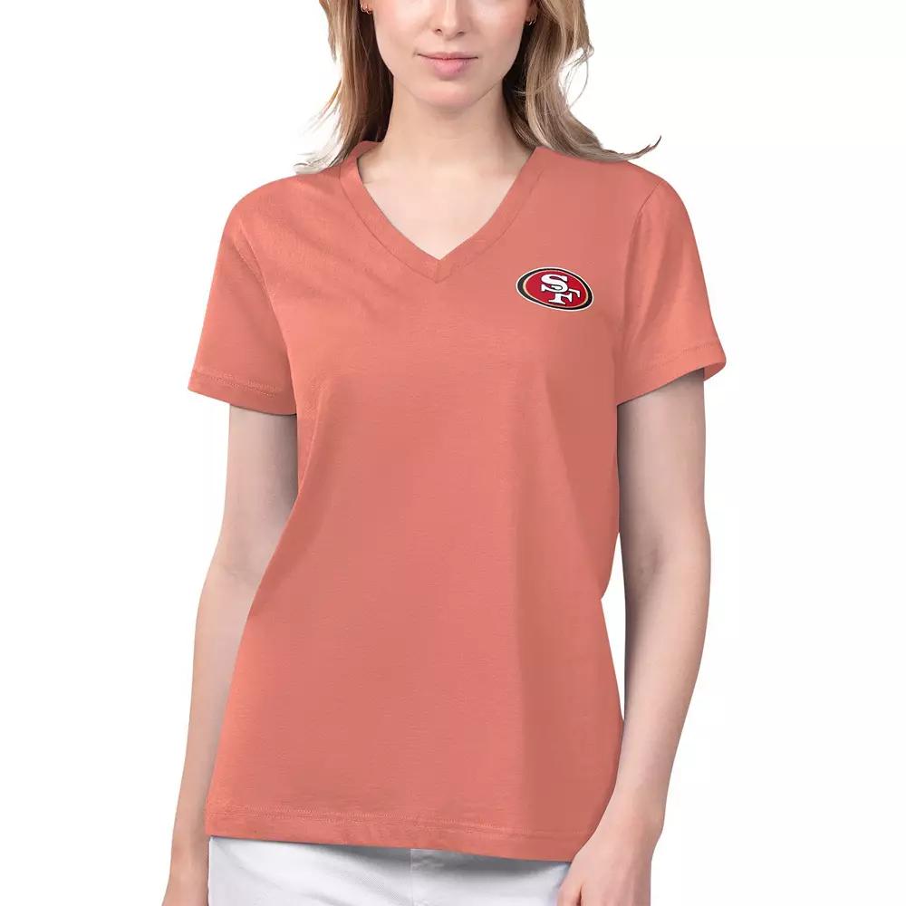 Women's Margaritaville Coral San Francisco 49ers Game Time V-Neck T-Shirt,  Product Image