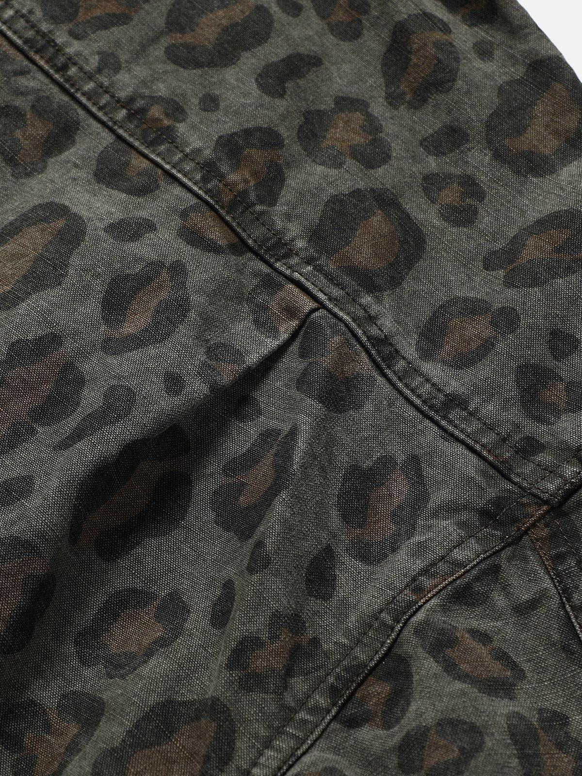 Aelfric Eden Grey Leopard Print Long Sleeve Shirt Product Image