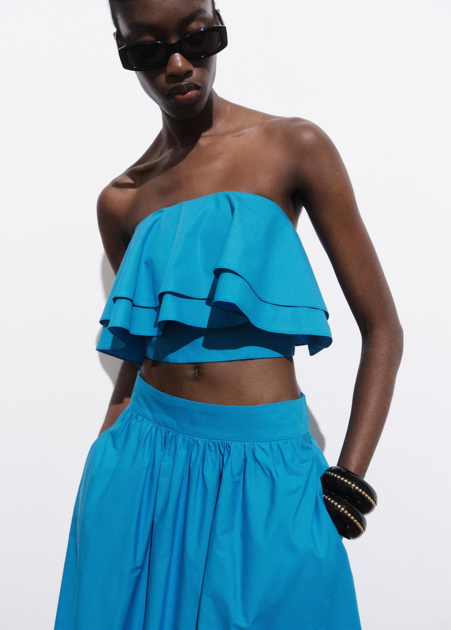 Long cotton A-line skirt - Women | MANGO USA Product Image