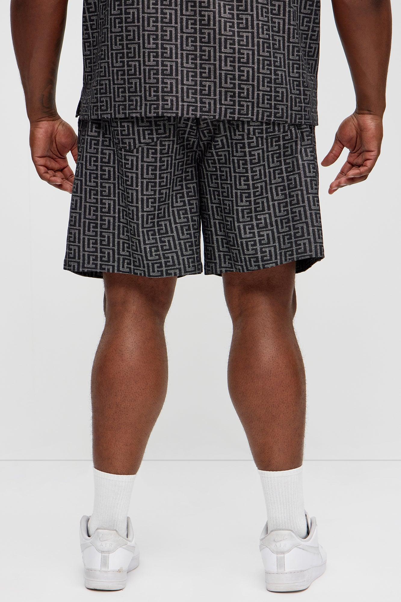 Fallon Jacquard Relaxed Shorts - Charcoal Product Image