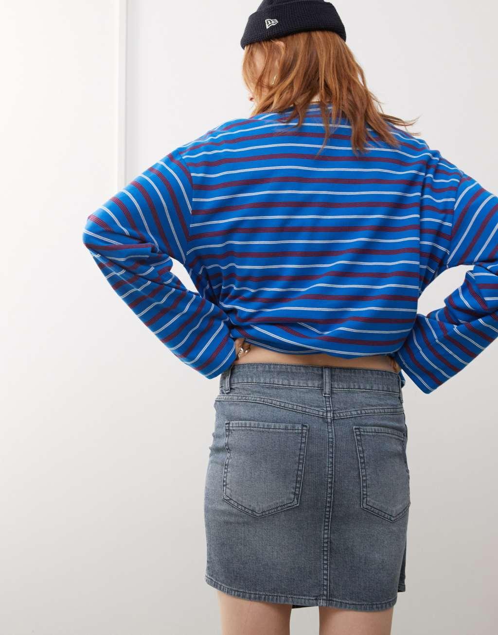 COLLUSION denim wrap skirt in midwash Product Image