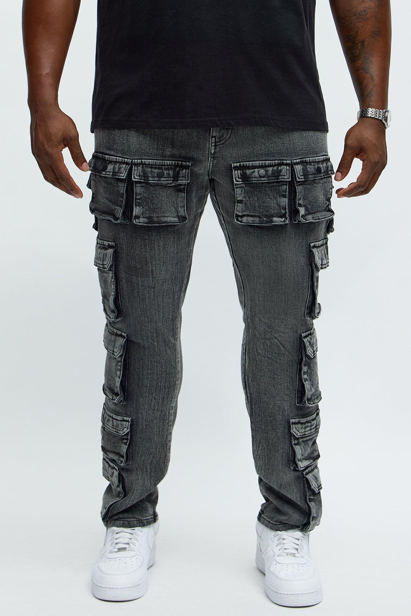 Utility Many Pockets Slim Jeans - Black Wash Male Product Image