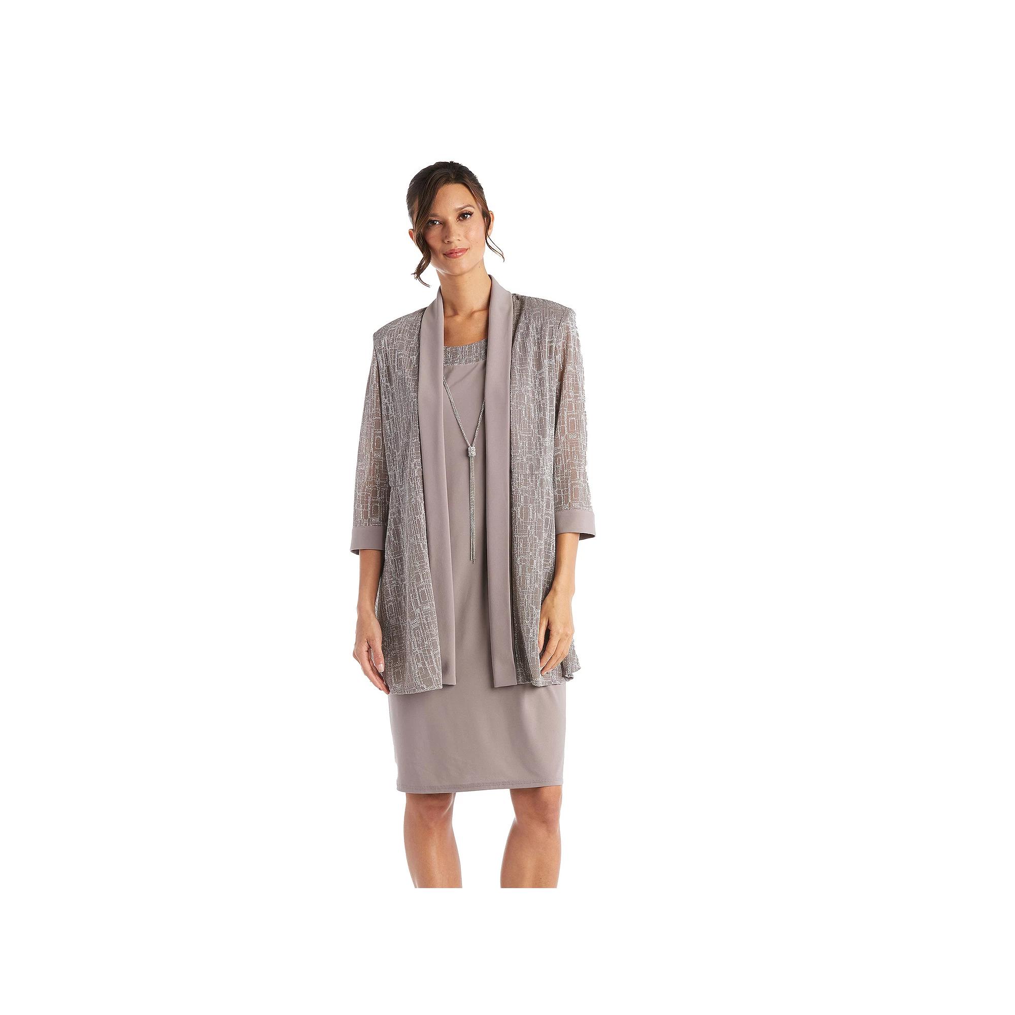 Women's R&M Richards 2-Piece Metallic Jacquard Dress and Jacket Set,  Product Image