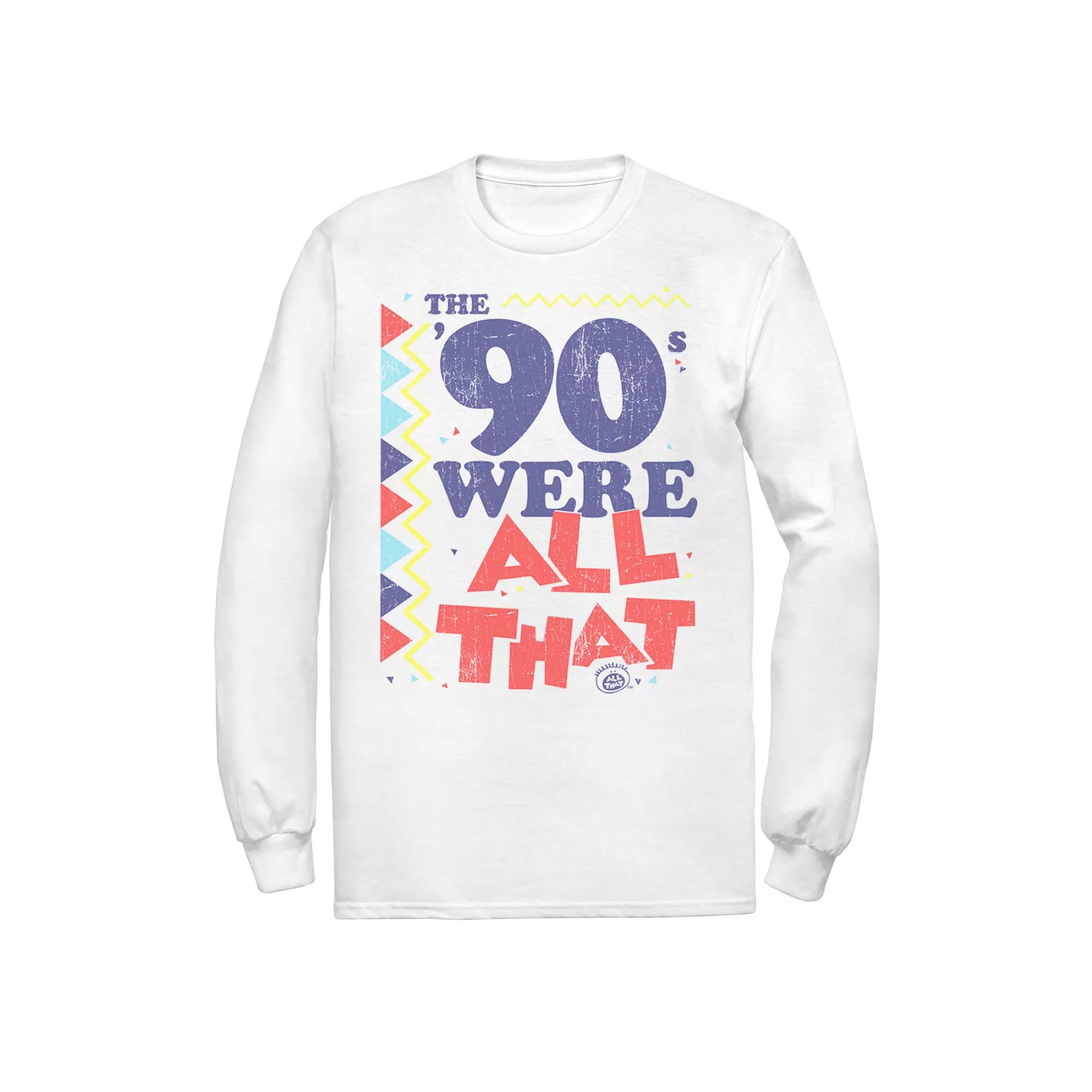 Men's Nickelodeon All That The Nineties Were Retro Poster Long Sleeve Graphic Tee, Size: Medium, White Product Image