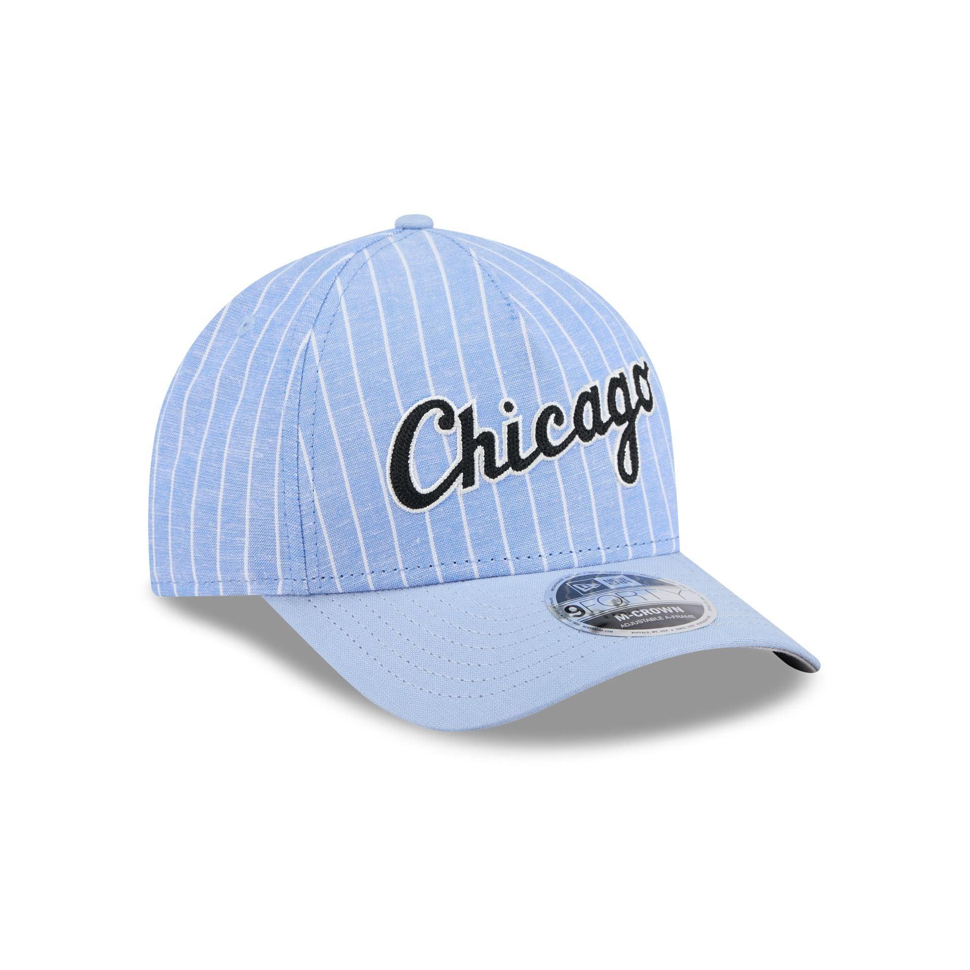 Chicago White Sox Pinstripe Linen 9FORTY M-Crown A-Frame Snapback Hat Male Product Image