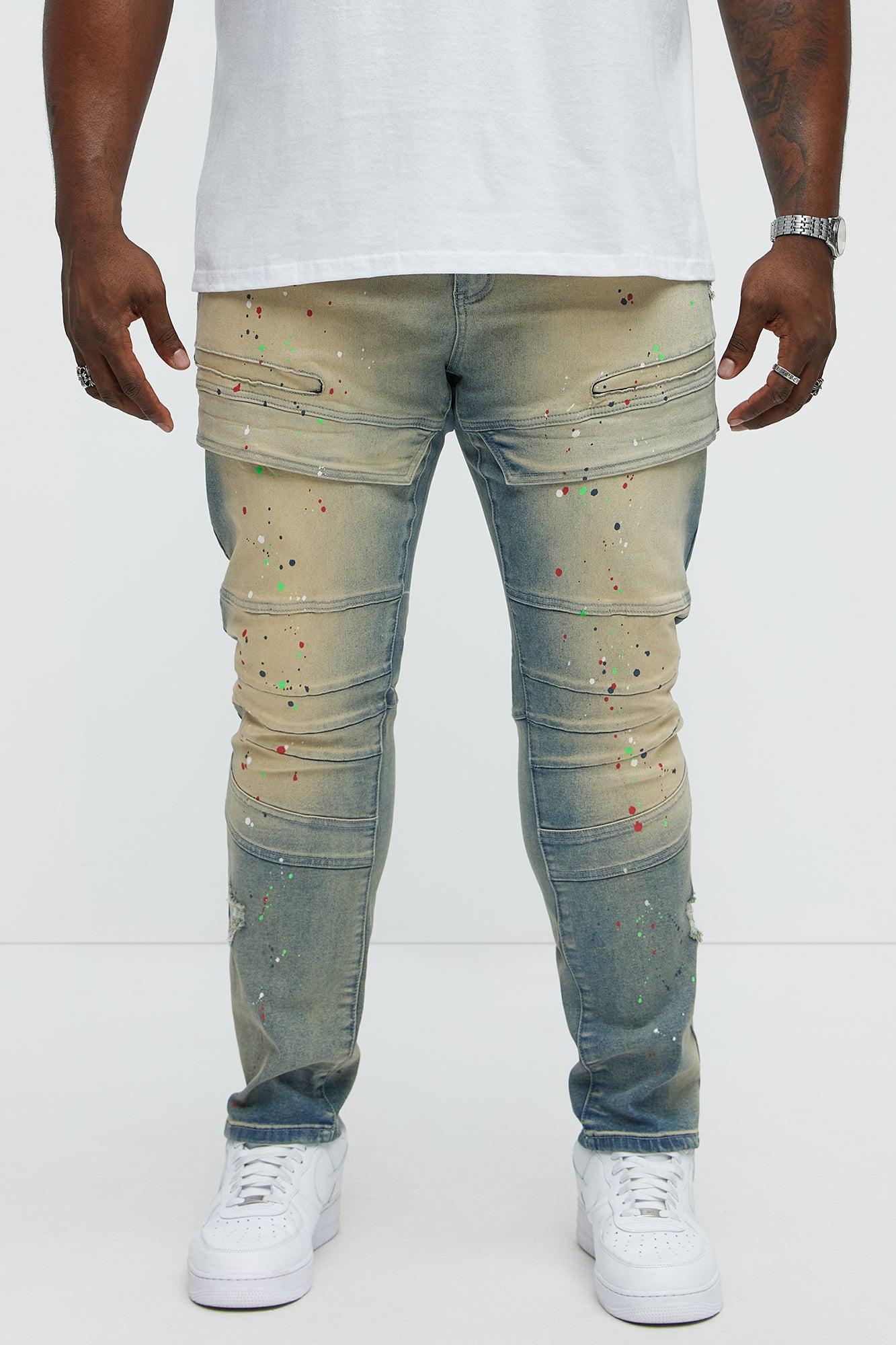 Made It Paint Splatter Skinny Jeans - Light Blue Wash Product Image