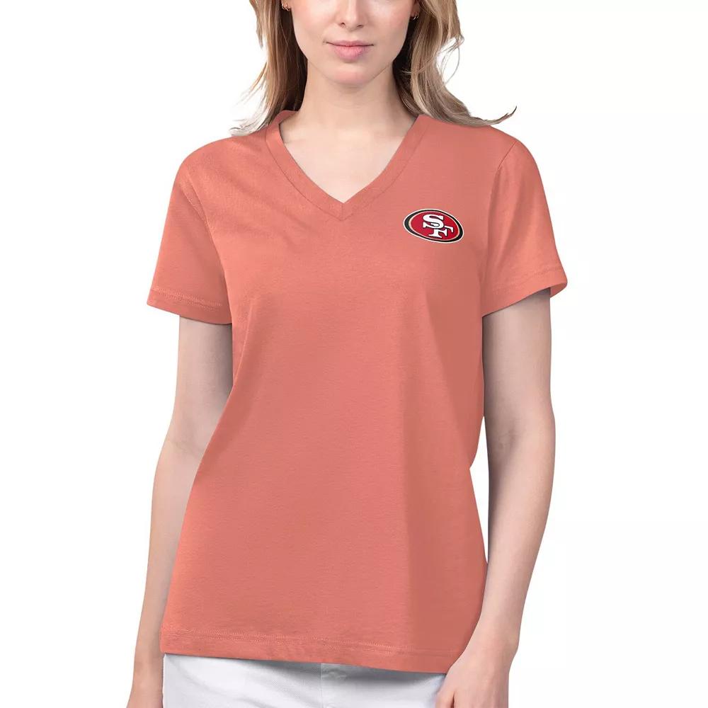Women's Margaritaville Coral San Francisco 49ers Game Time V-Neck T-Shirt,  Product Image