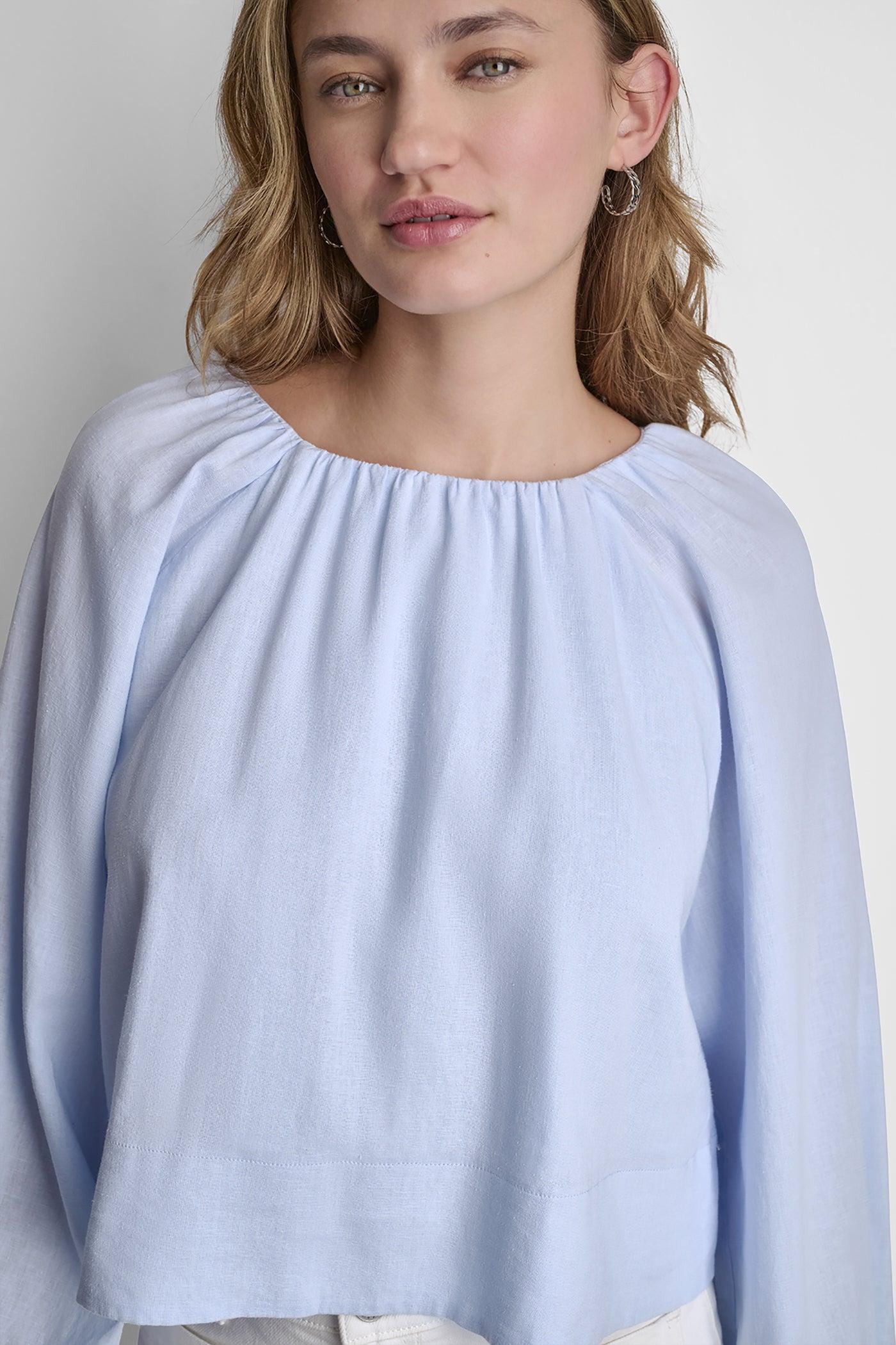 LINEN-BLEND RAGLAN SLEEVE BLOUSE Product Image