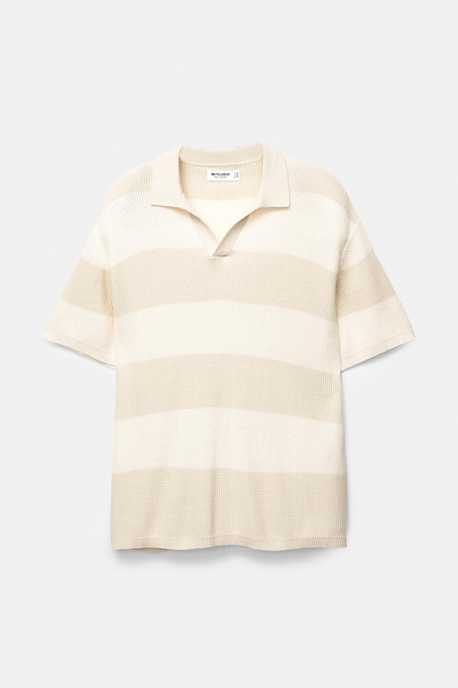 Textured striped polo shirt Product Image