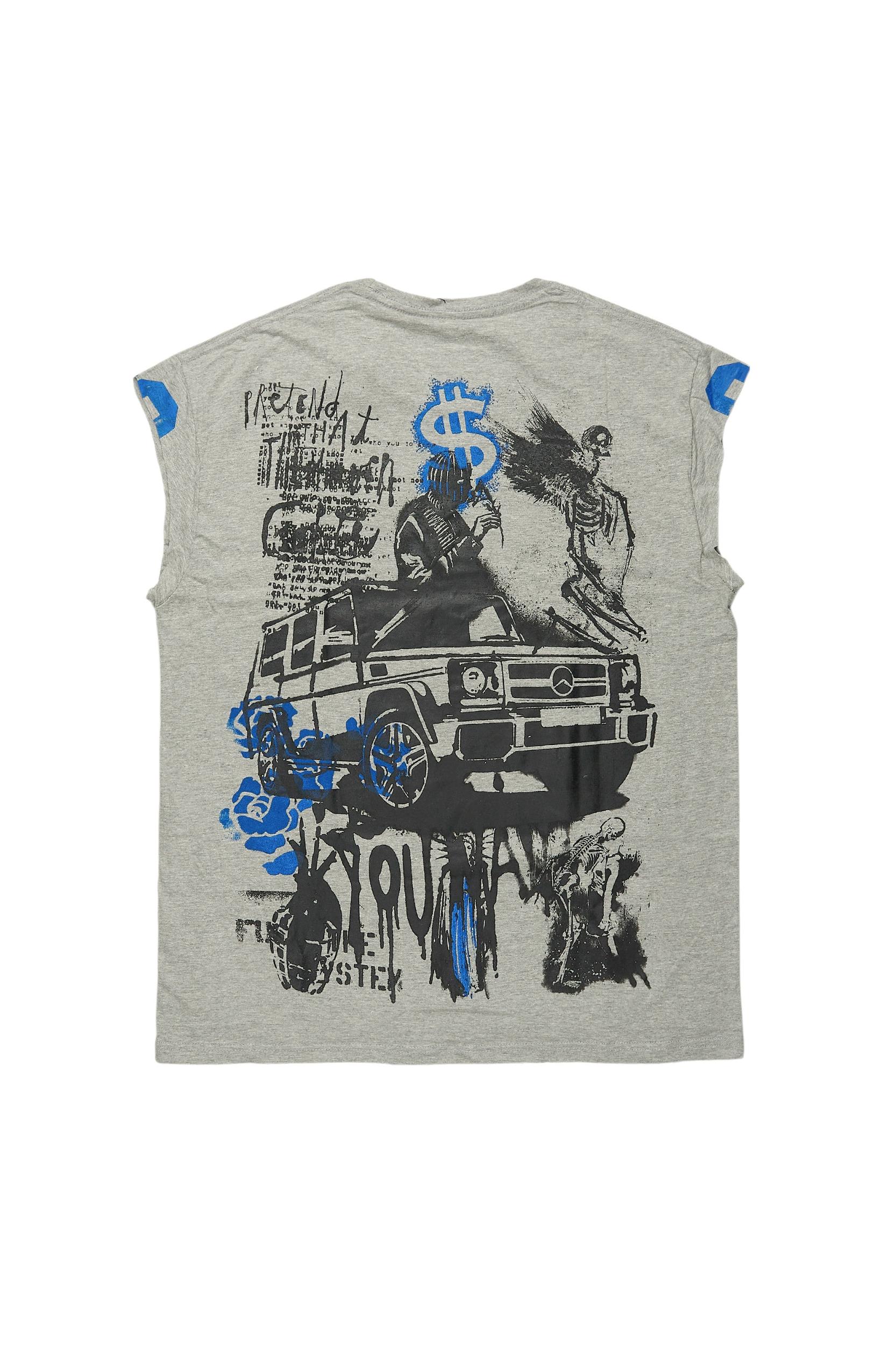 Grill Heather Grey Graphic Muscle T-Shirt Male Product Image