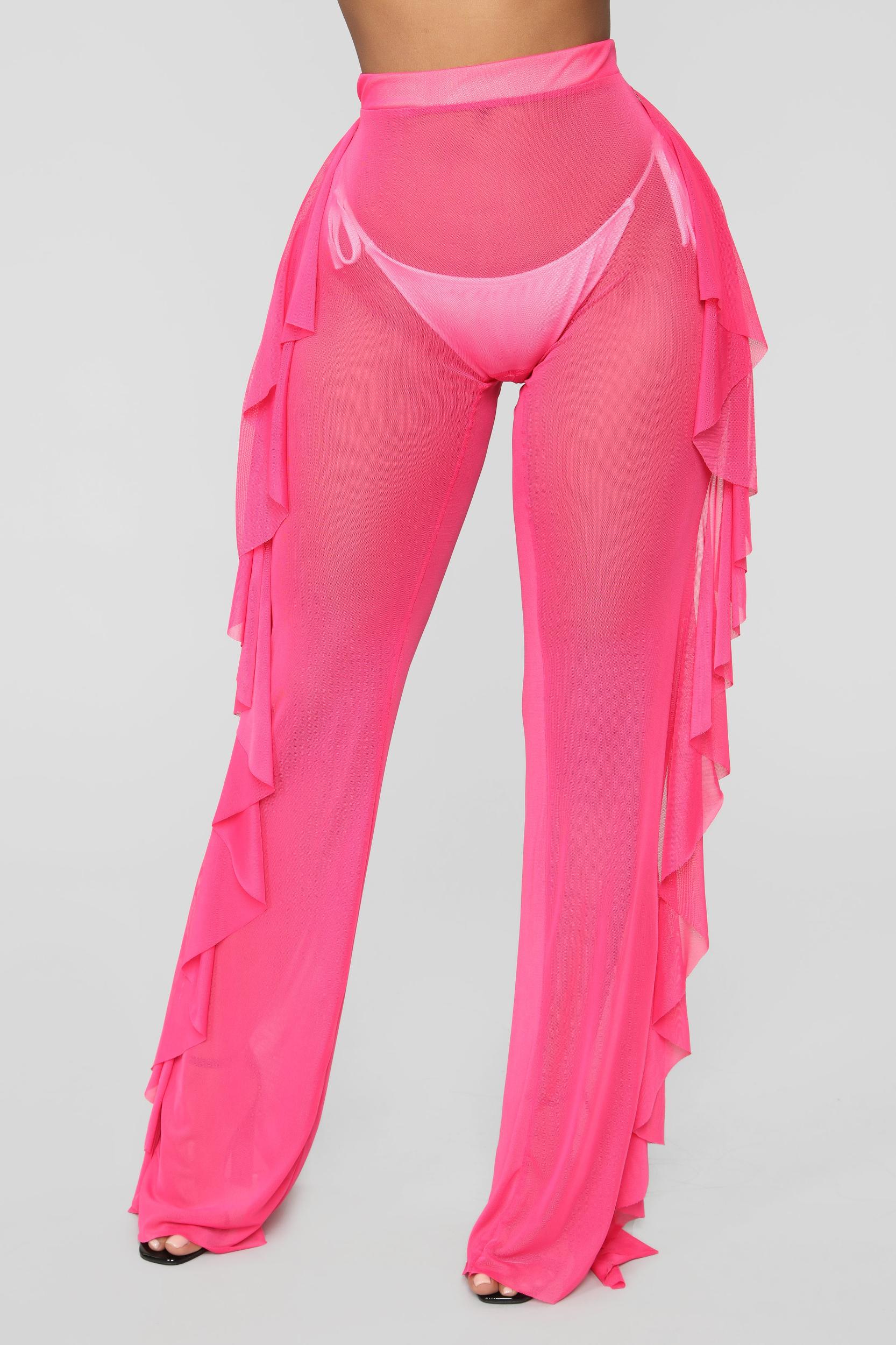 Sunshine See Through Cover Up Pant - Fuchsia Product Image