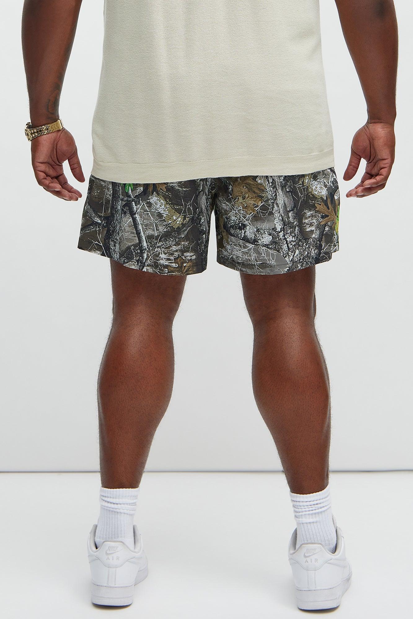 Olive Tree Camo Montez Stretch Swim Mid Trunk - Olive/combo Product Image