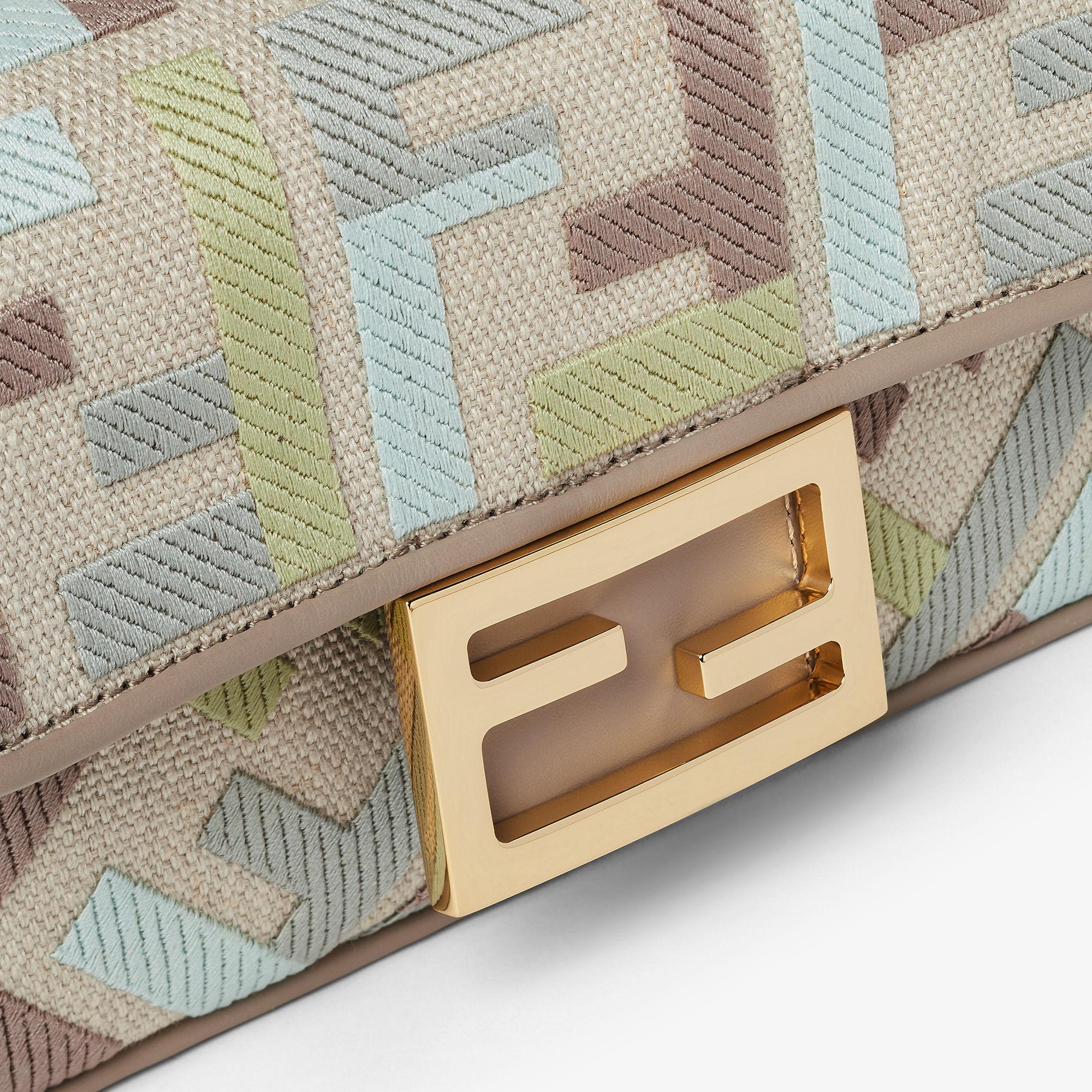 Baguette MiniCanvas bag with multicolor FF embroidery Product Image