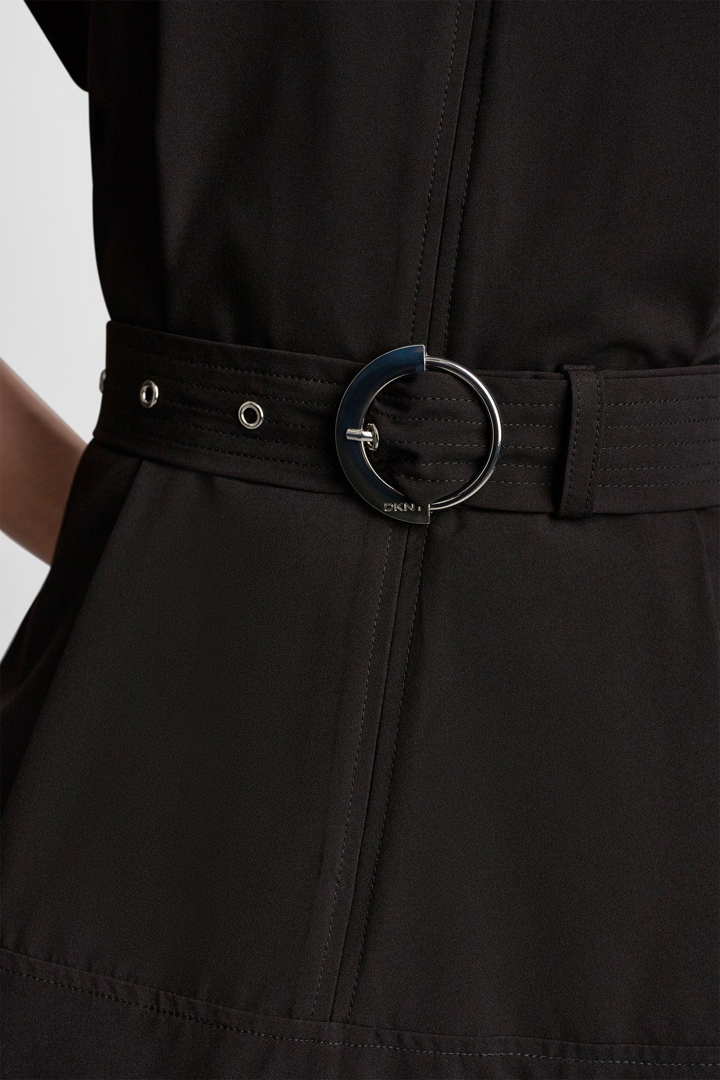 CAP SLEEVE ZIP-FRONT SHIRT DRESS Product Image