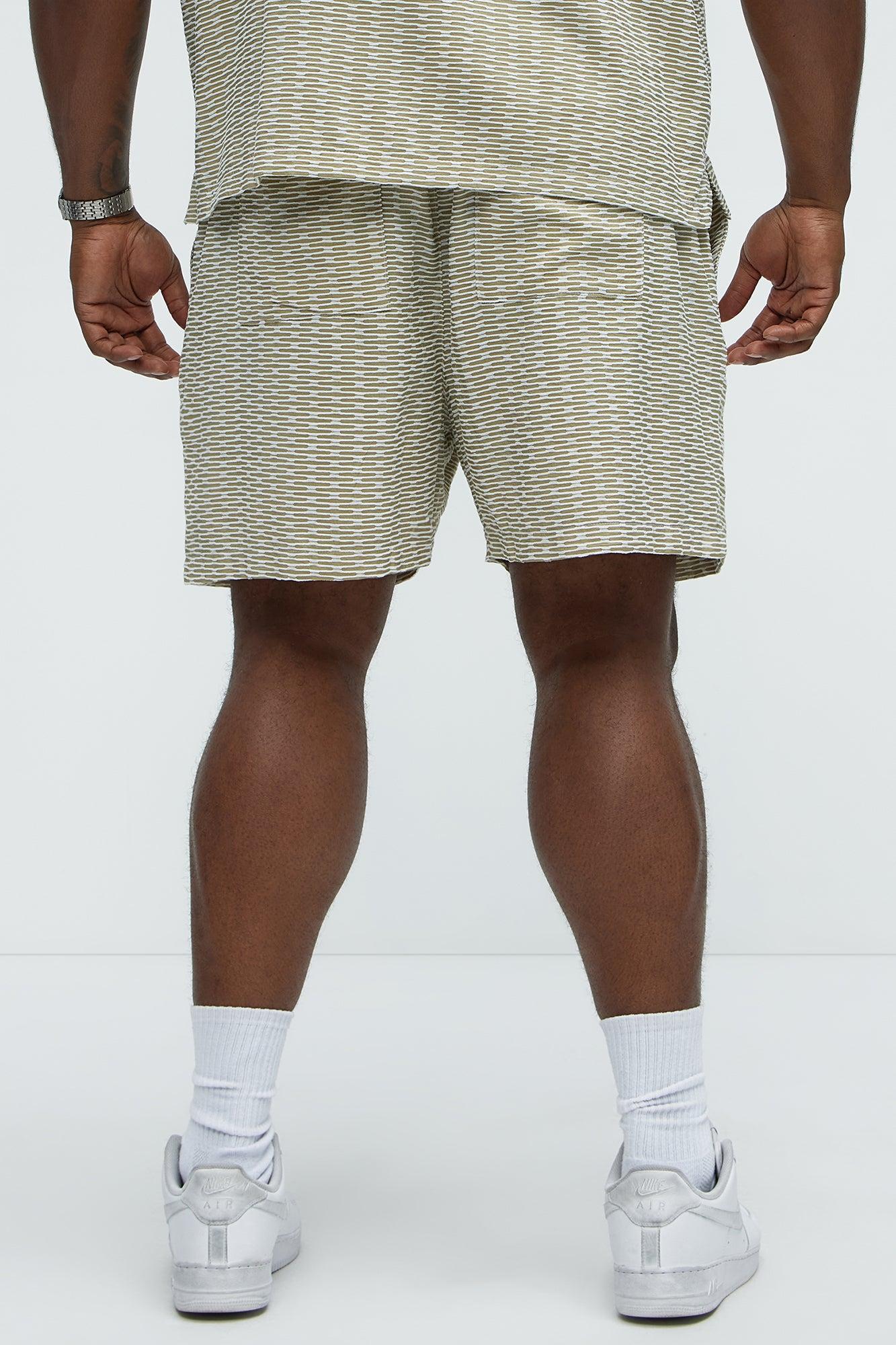 Textured Chenille Pattern Shorts - Green/combo Product Image