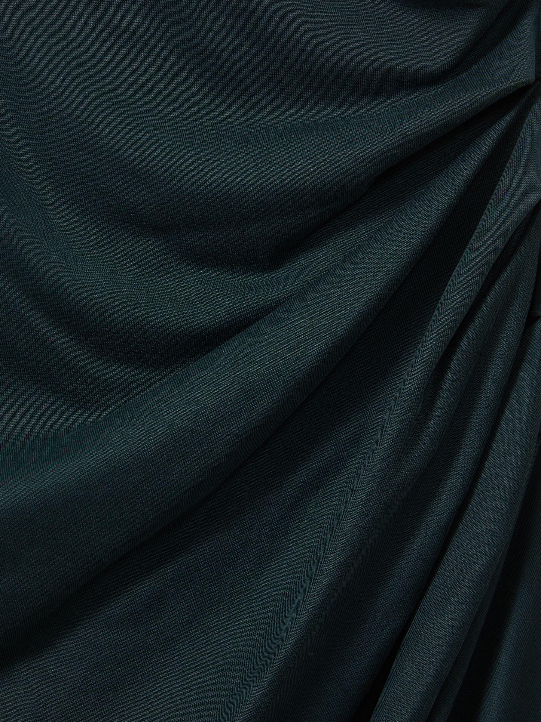 Modal Blend Ruched Midi Dress in Dark Green Product Image