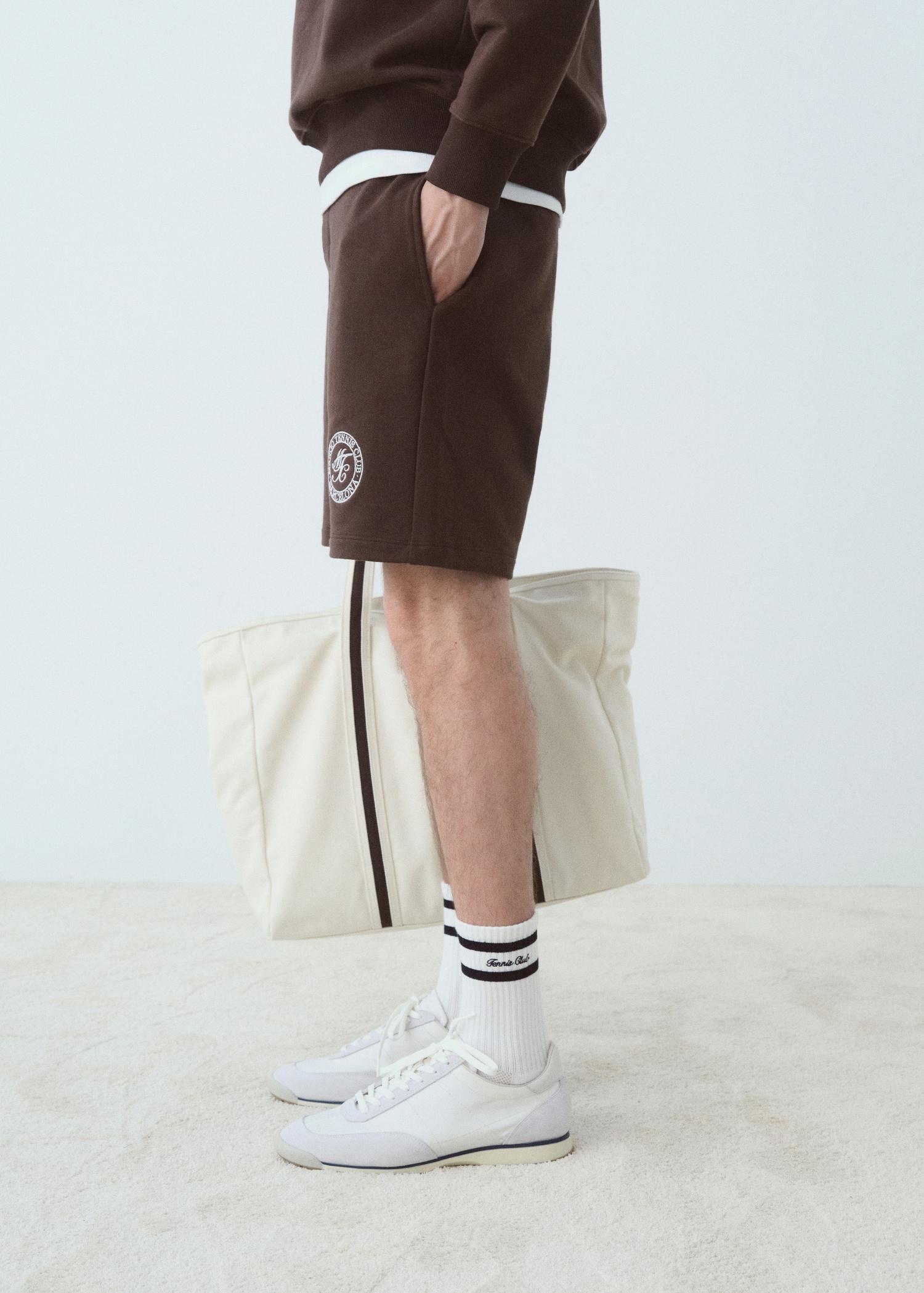 Embroidered cotton bermuda shorts - Men | MANGO USA Product Image