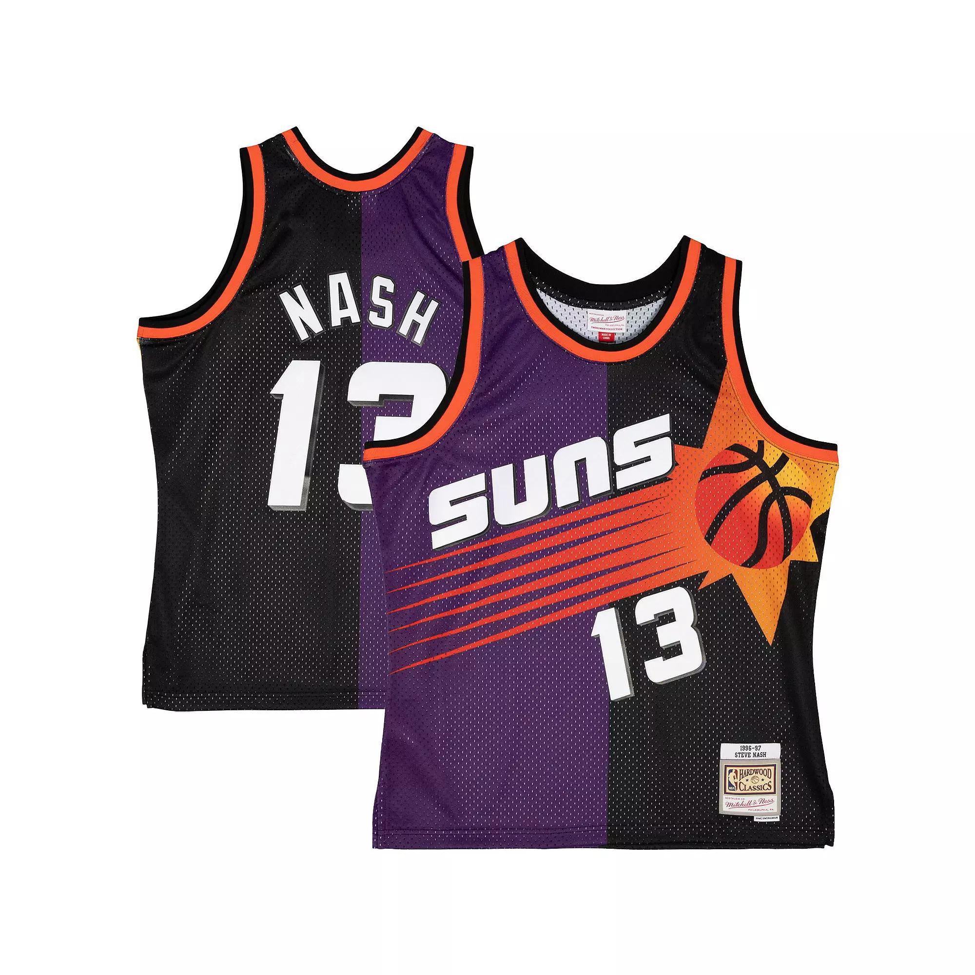 Men's Mitchell & Ness Steve Nash Purple/Black Phoenix Suns Big & Tall Hardwood Classics 1996/97 Split Swingman Jersey,  Product Image