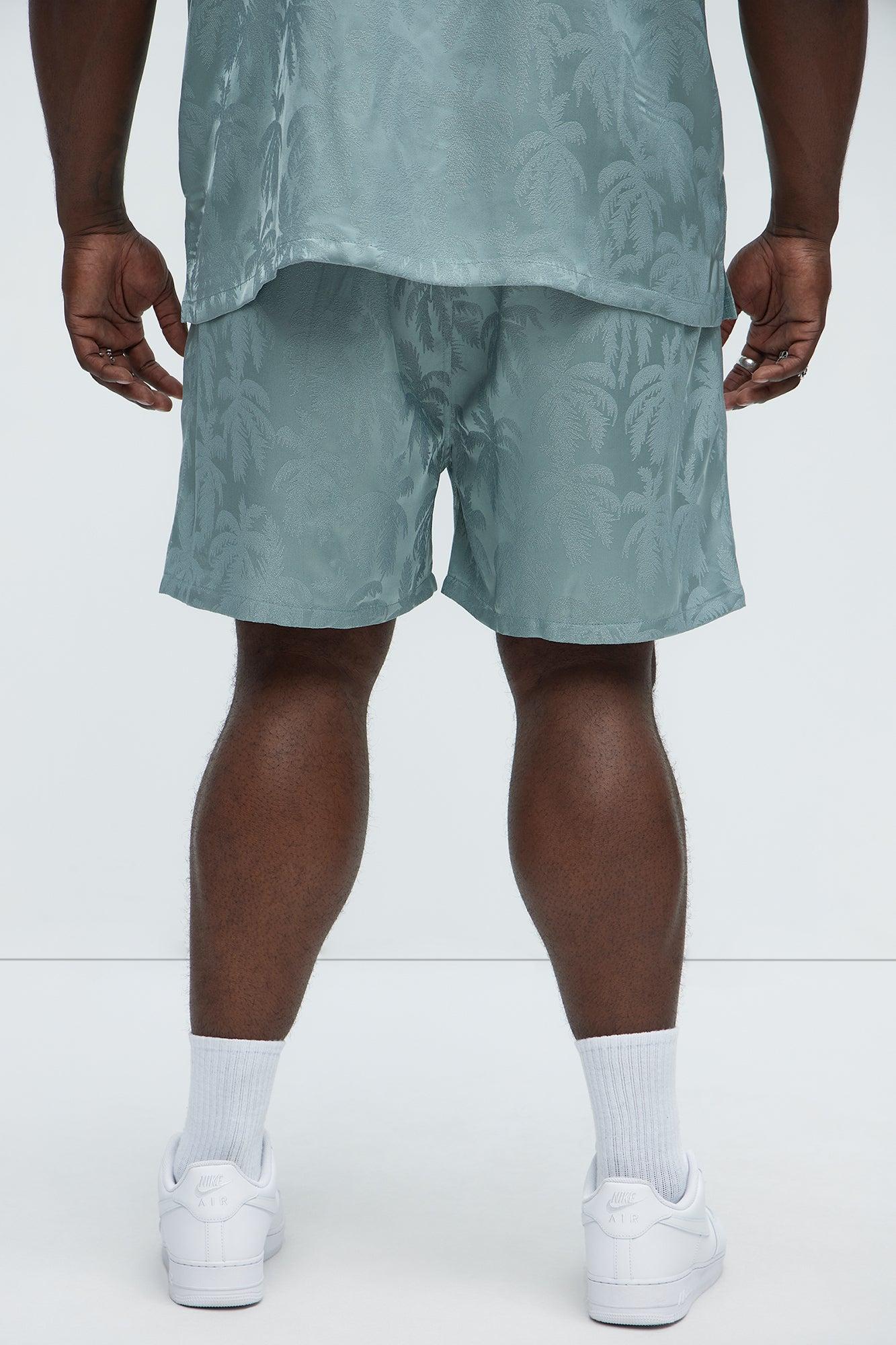 Palm Trees Jacquard Relaxed Shorts - Green Product Image