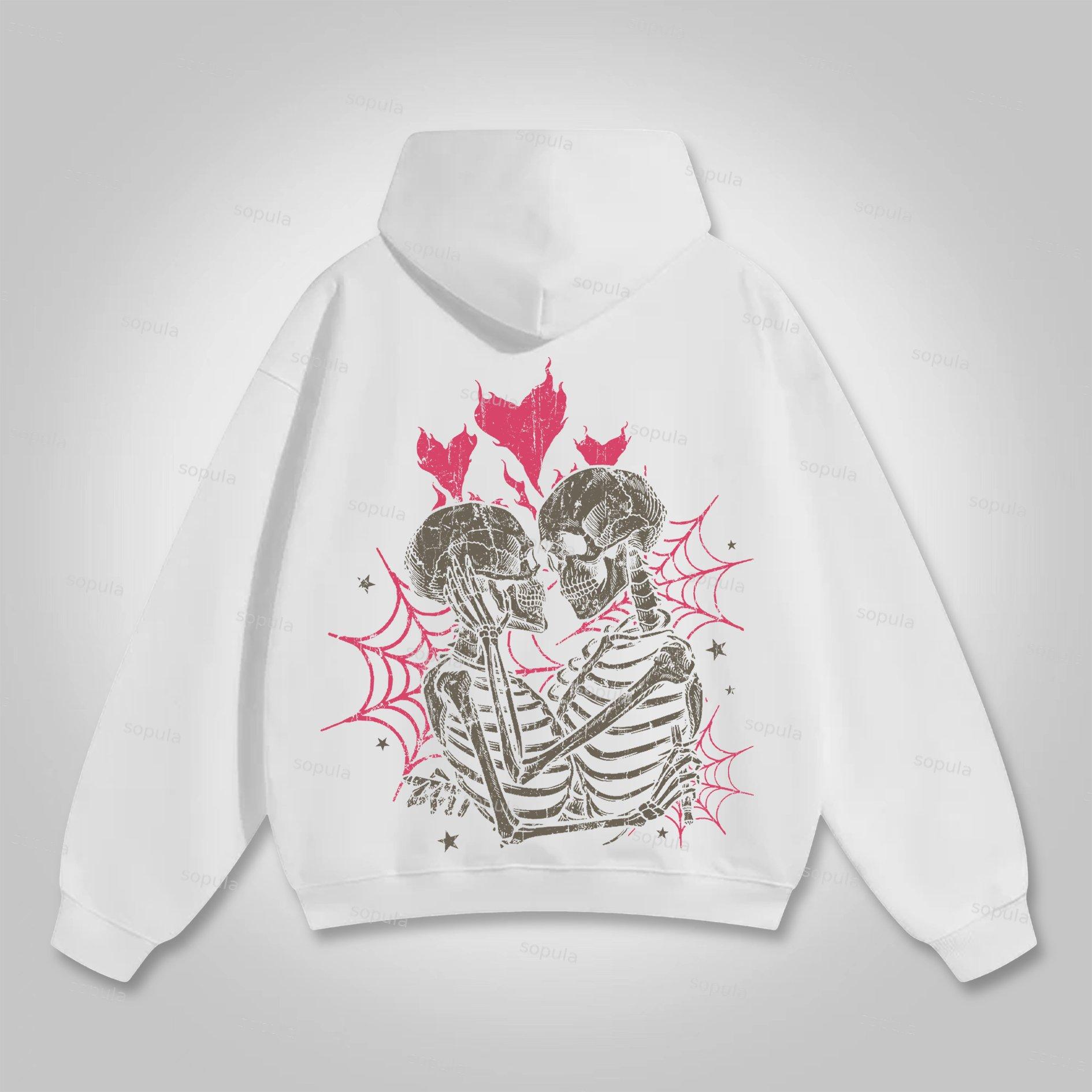 Sopula Til Death Do Us Part Skull Vintage Graphic Pocket Hoodie Product Image