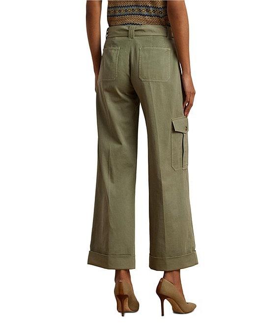 Lauren Ralph Lauren Pleated Cotton Twill Wide Leg Cargo Pants Product Image