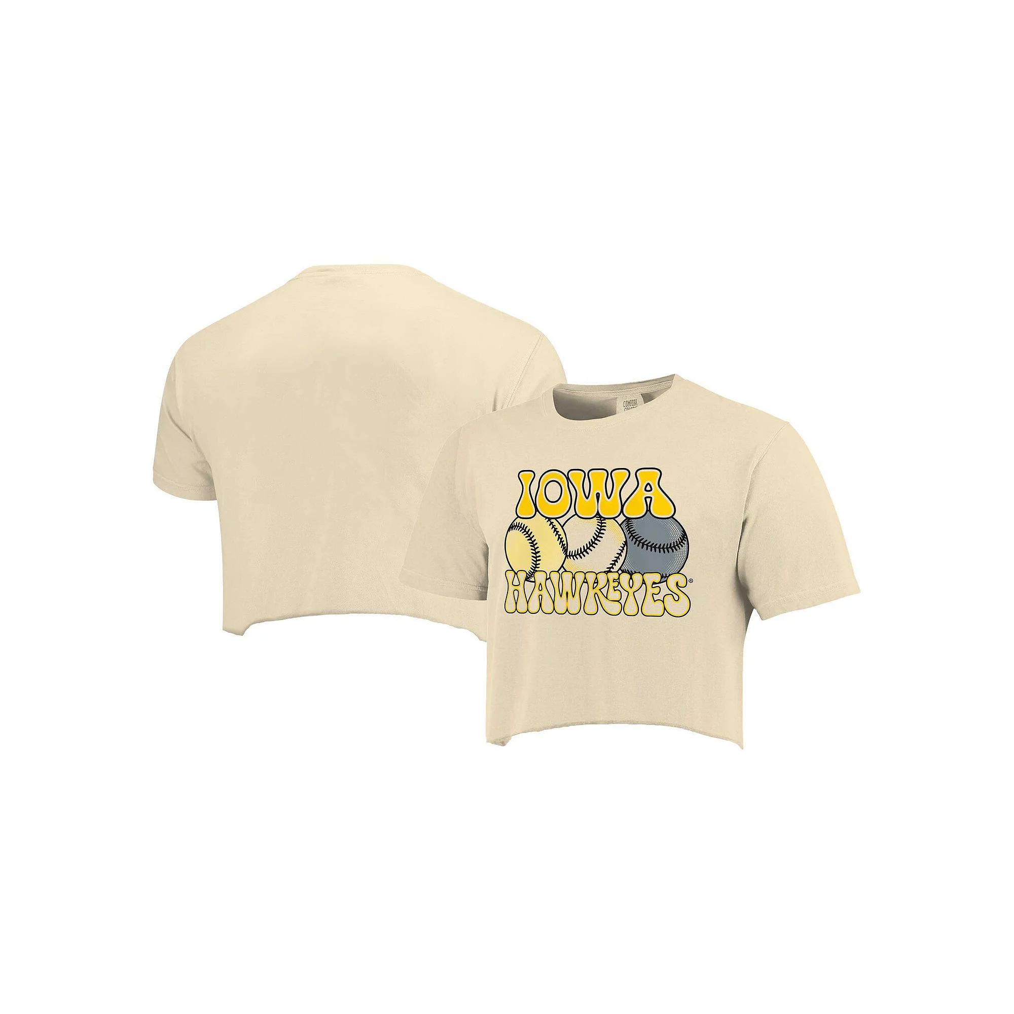 Women's Natural Iowa Hawkeyes Comfort Colors Baseball Cropped T-Shirt,  Product Image