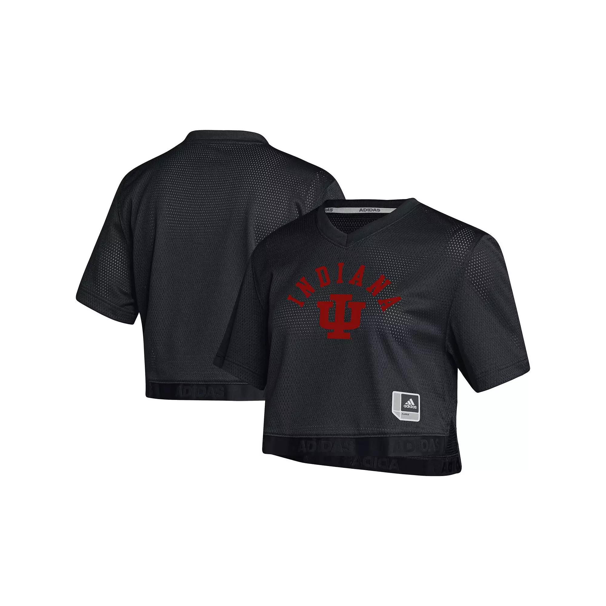 Women's adidas Black Indiana Hoosiers Primegreen V-Neck Cropped Jersey,  Product Image