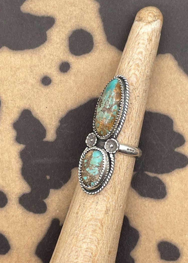 Sterling Silver Double Stone Turquoise Ring Product Image