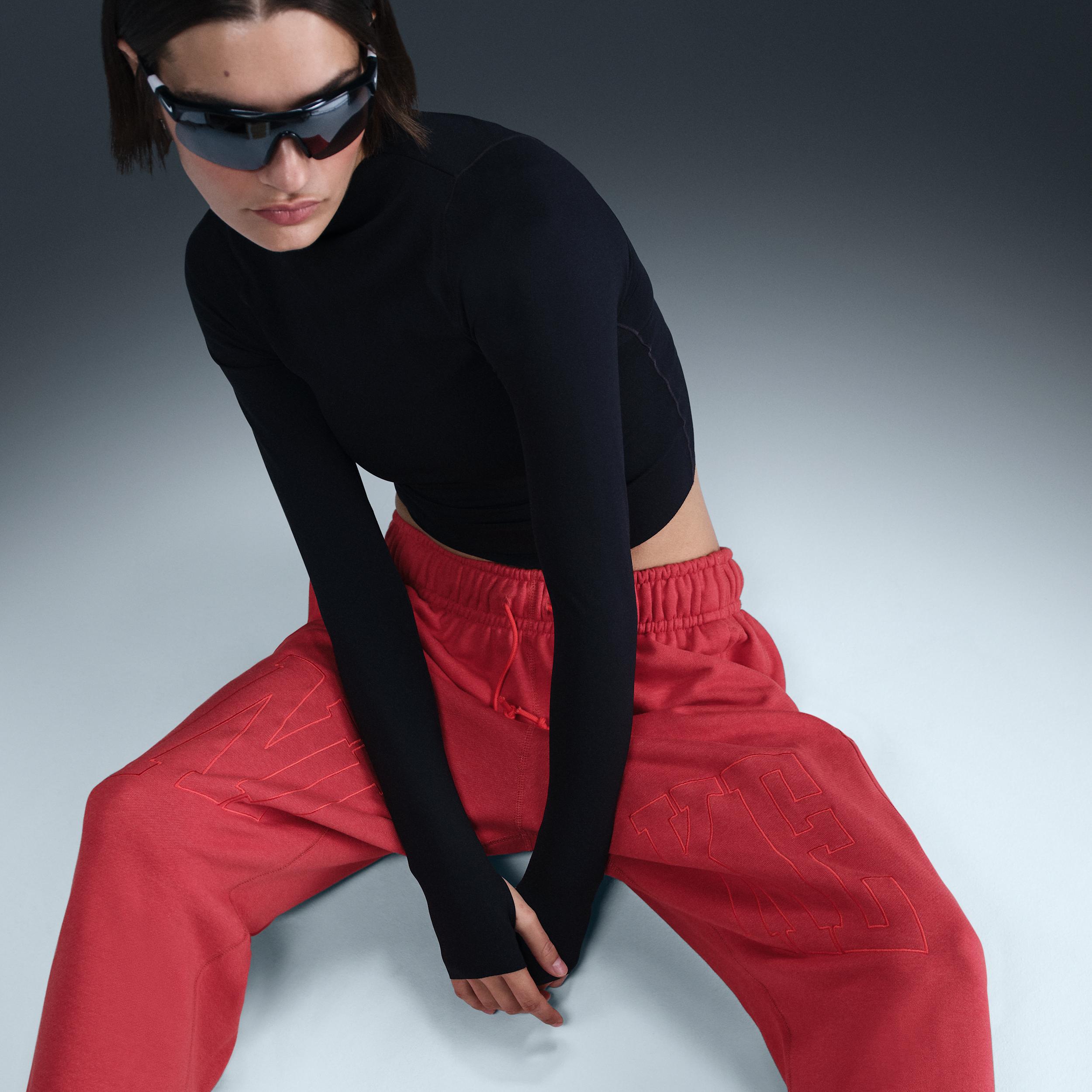 Womens Nike Sportswear Mid-Rise Oversized Open-Hem French Terry Pants | HQ5883-010 Product Image