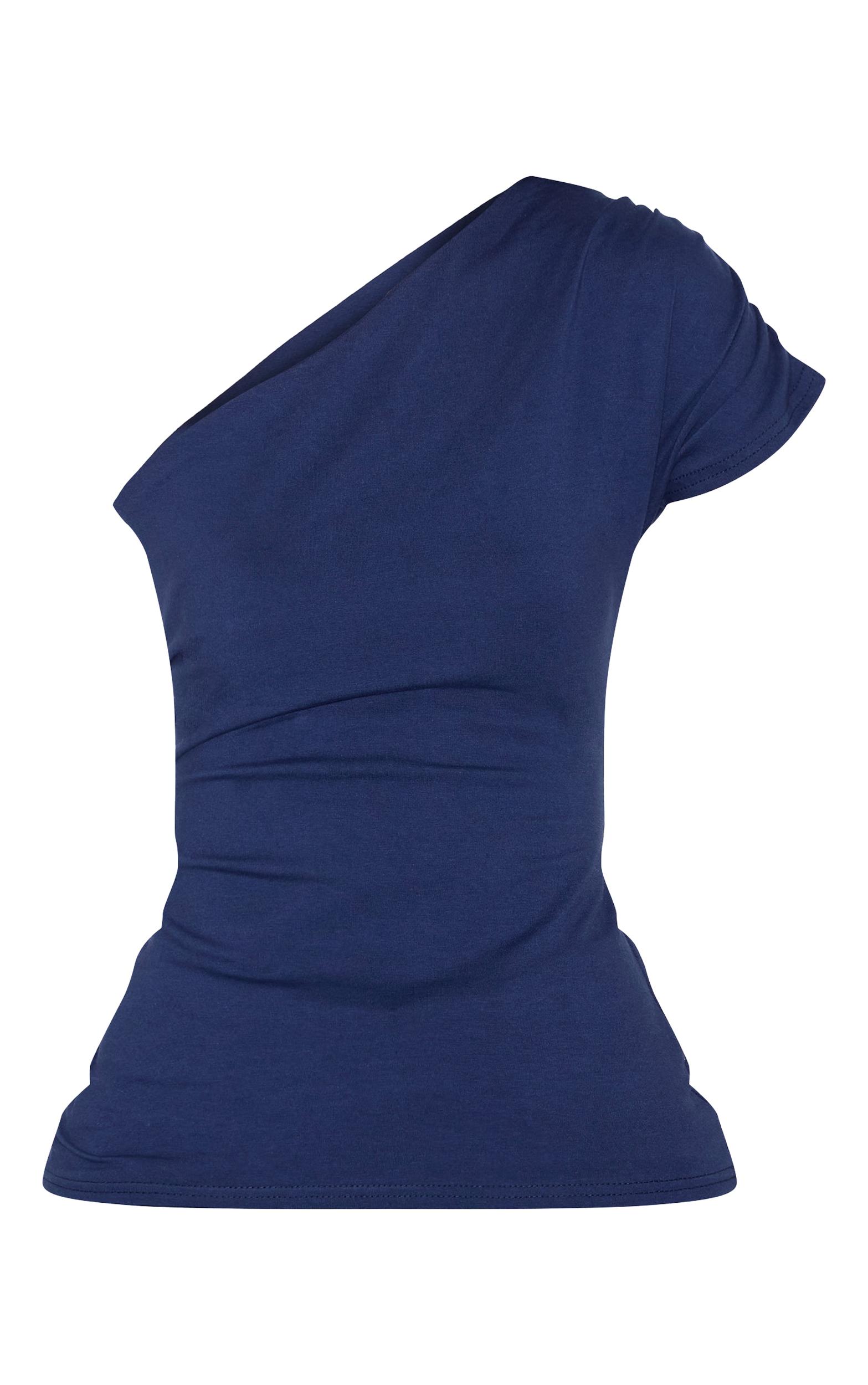 Indigo Blue One Shoulder Asymmetric Top Product Image