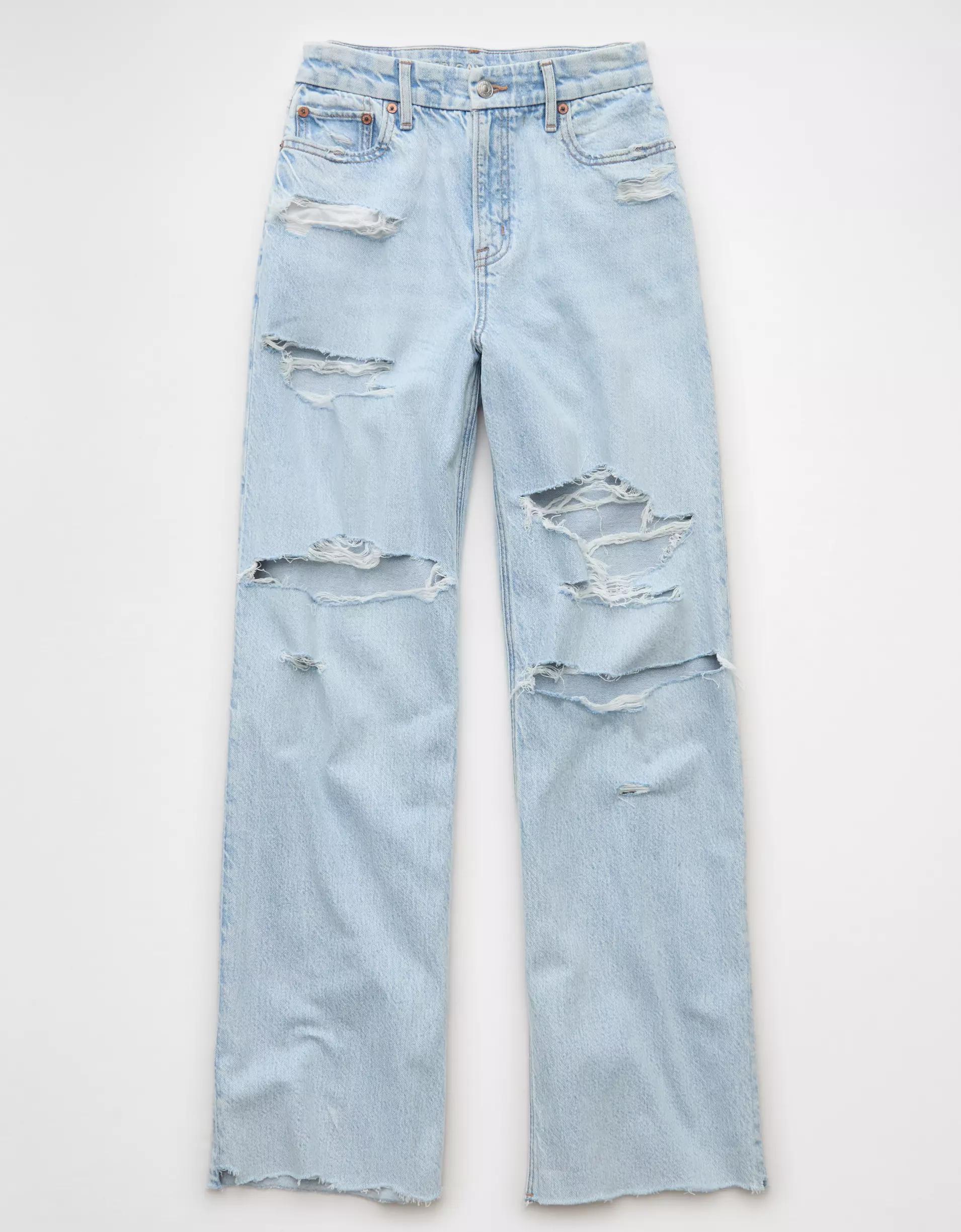 AE Strigid Curvy Ripped Super High-Waisted Baggy Straight Jean Product Image
