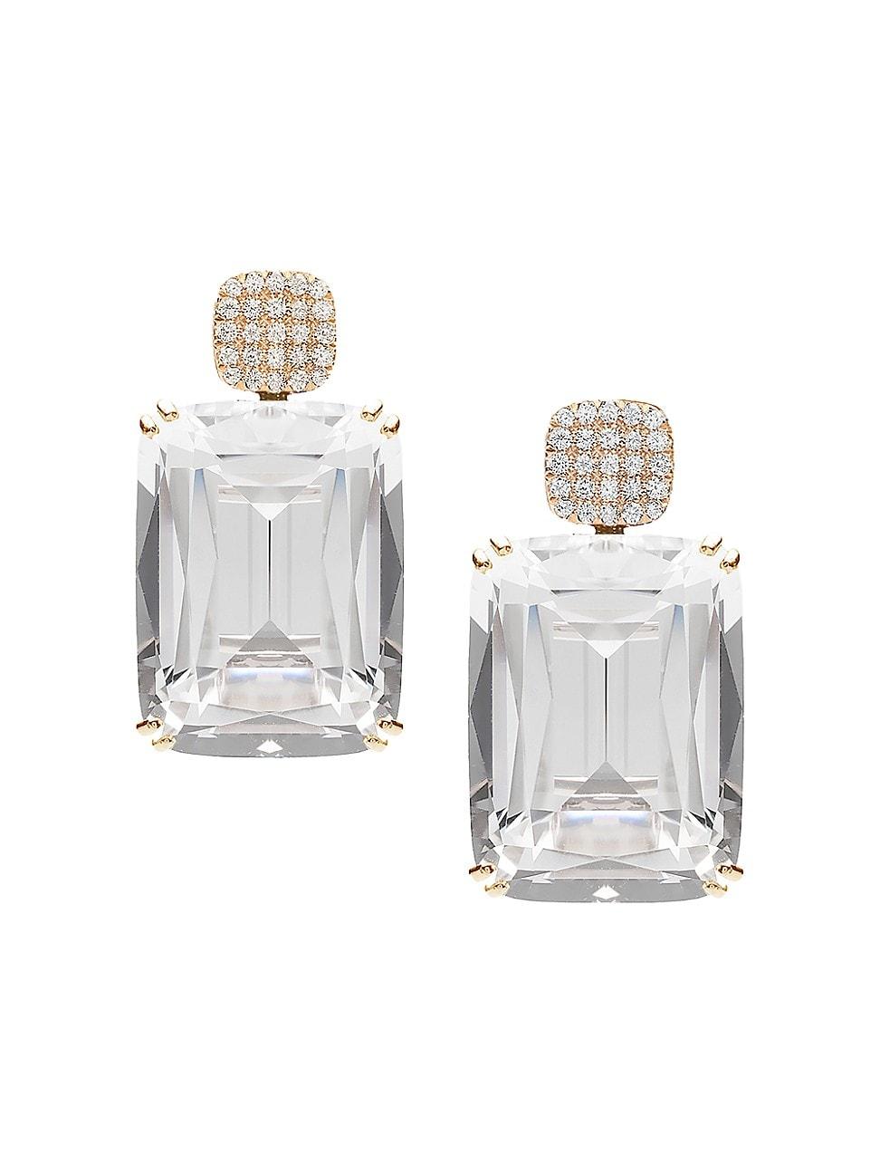 Womens Gossip 18K Yellow Gold, Rock Crystal, & 0.36 TCW Diamond Drop Earrings Product Image