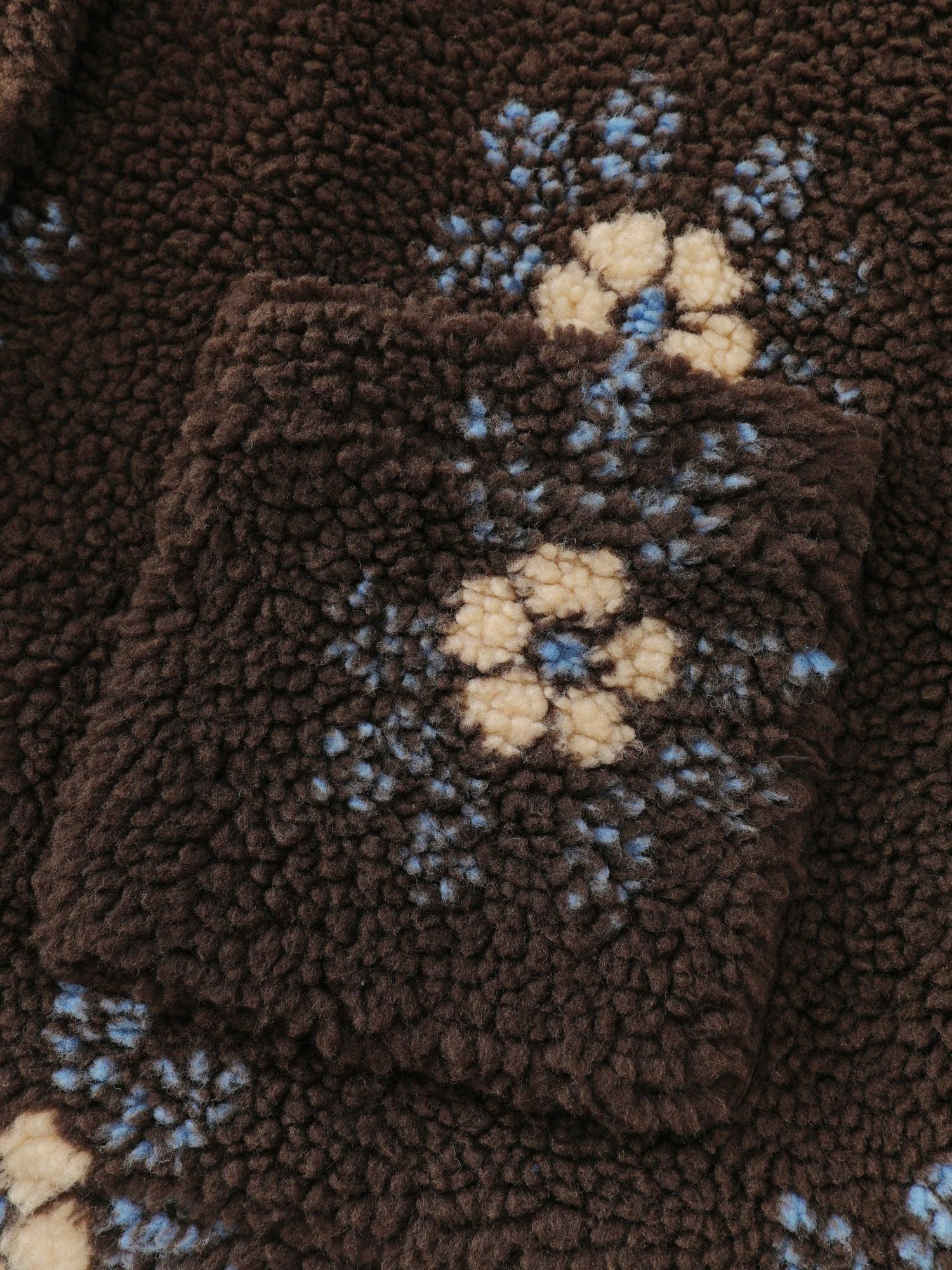 Fluffy Floral Pattern Pocket Coat Female Product Image