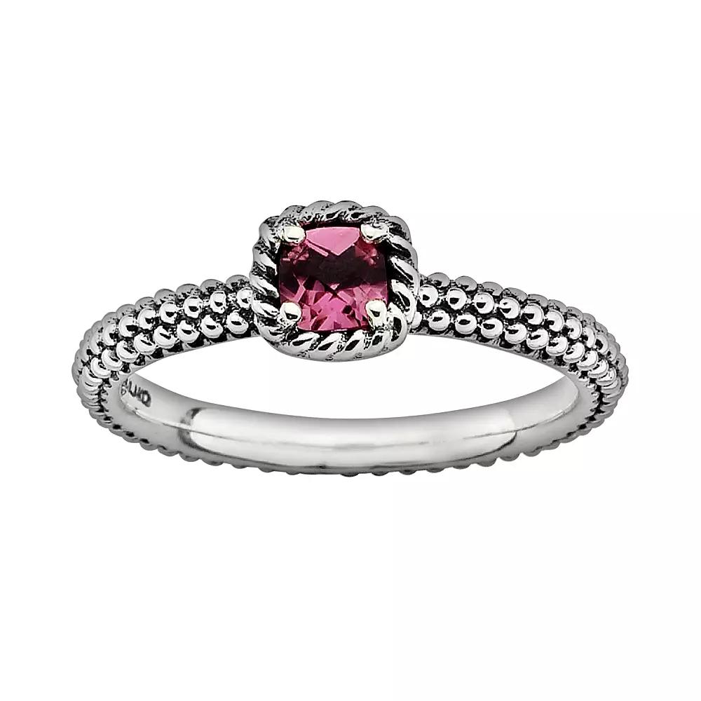 Stacks & Stones Sterling Silver Pink Tourmaline Stack Ring, Women's, Size: 8 Product Image