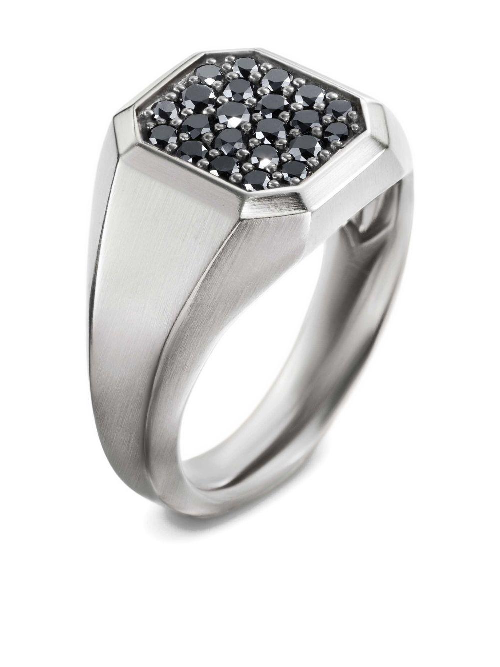 sterling silver Streamline diamond signet ring (14mm) Product Image