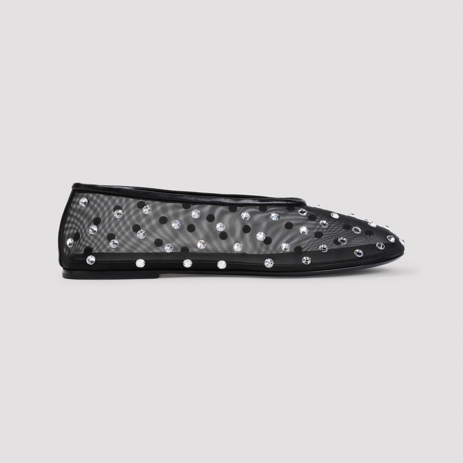 KHAITE Marcy Crystal-embellished Mesh Flats In Black Product Image
