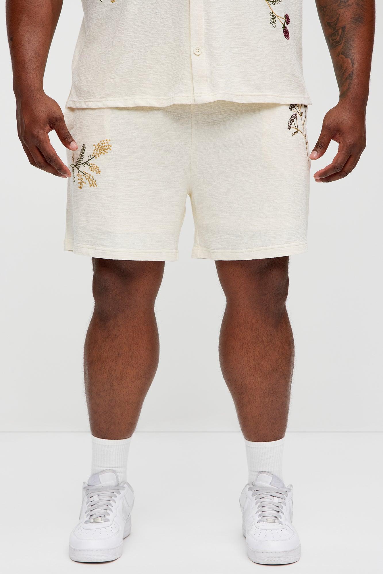 Berries And Blooms Embroidered Shorts - Cream Product Image