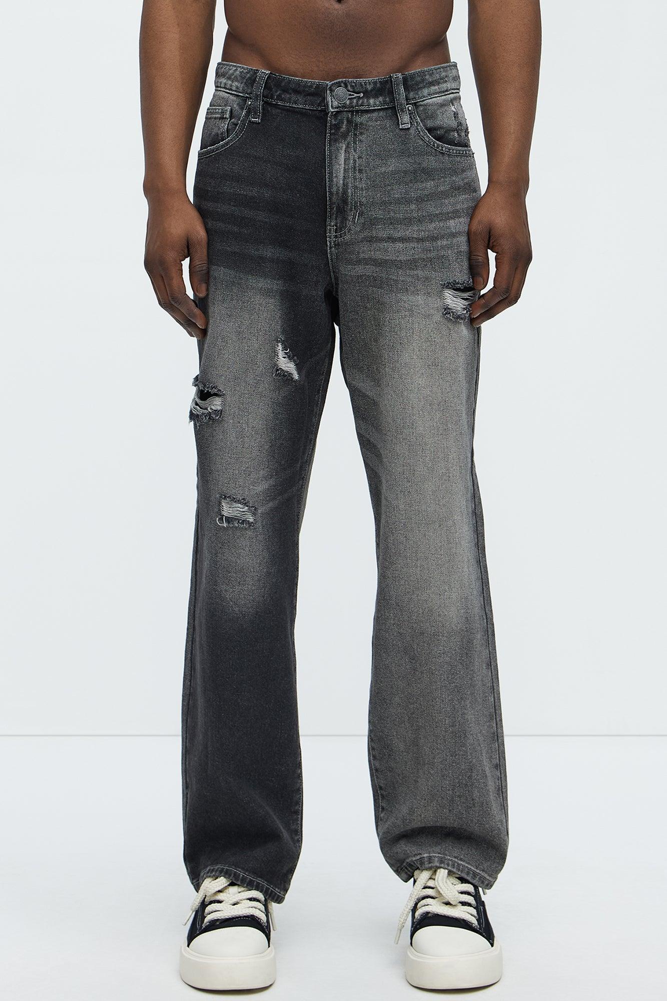 Let Me See Ripped Straight Jeans - Black Wash Product Image