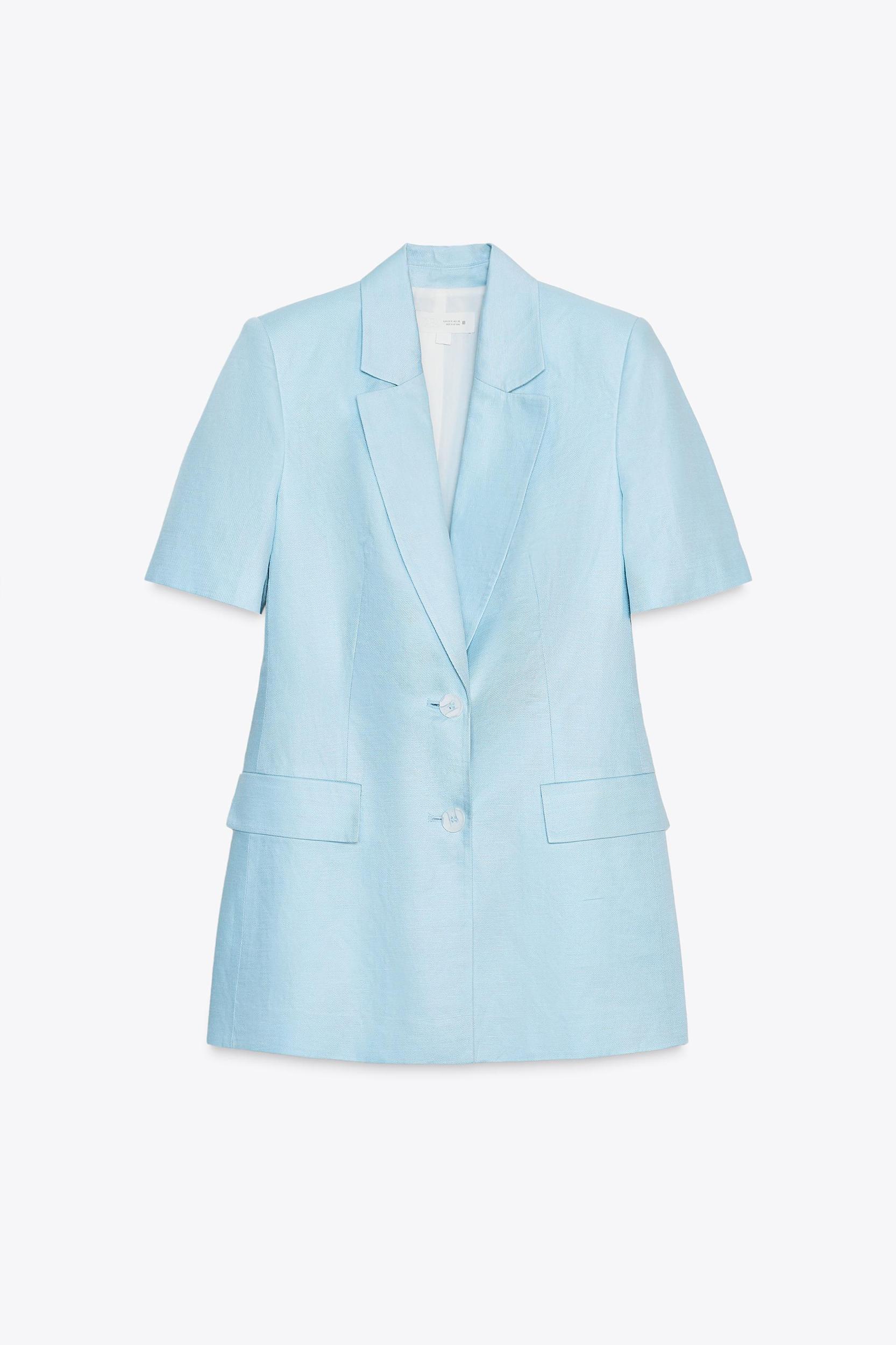 FITTED SHORT SLEEVE LINEN BLAZER Product Image