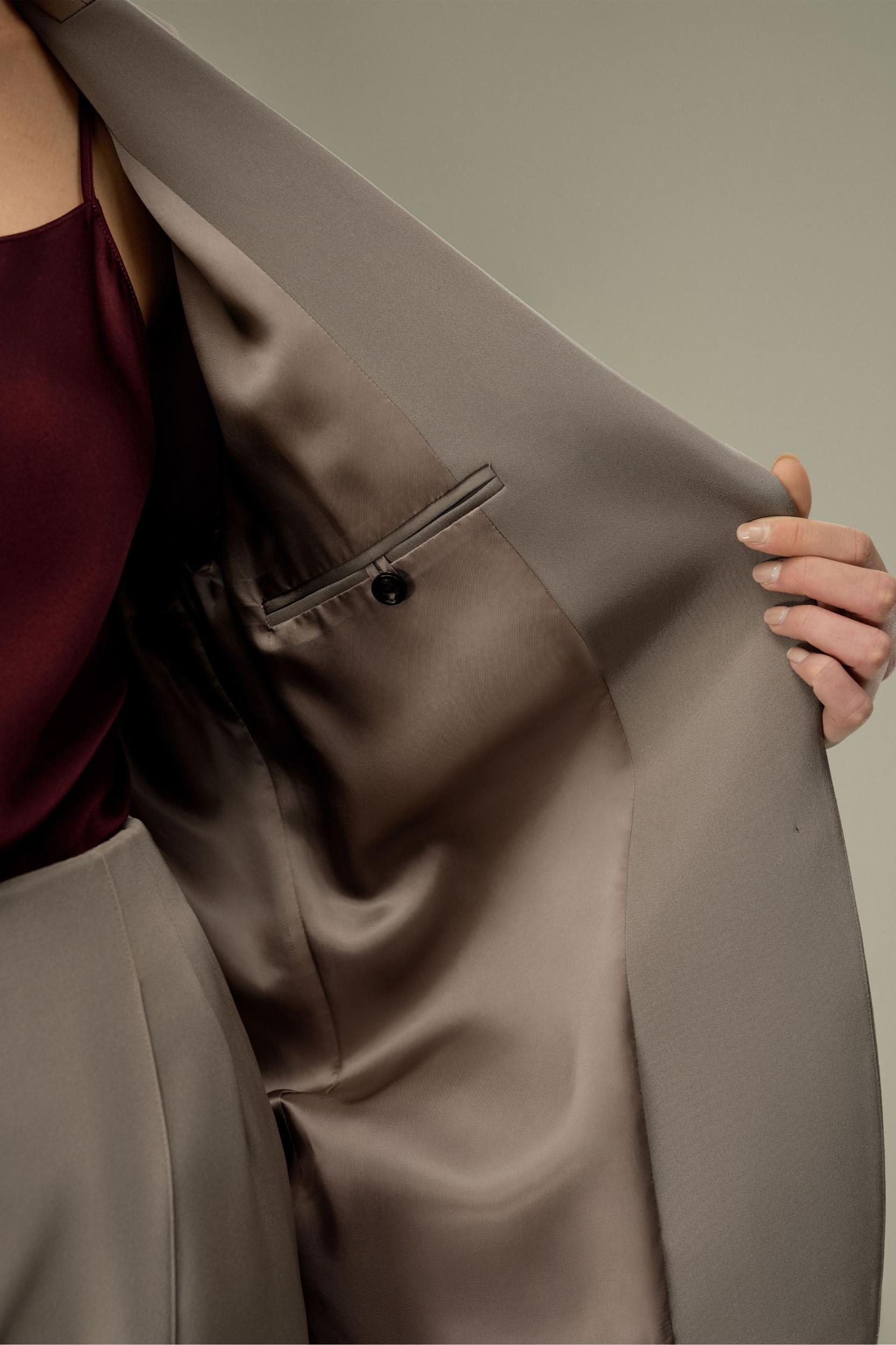 Oversized Padded-Shoulder Silk Blazer Product Image