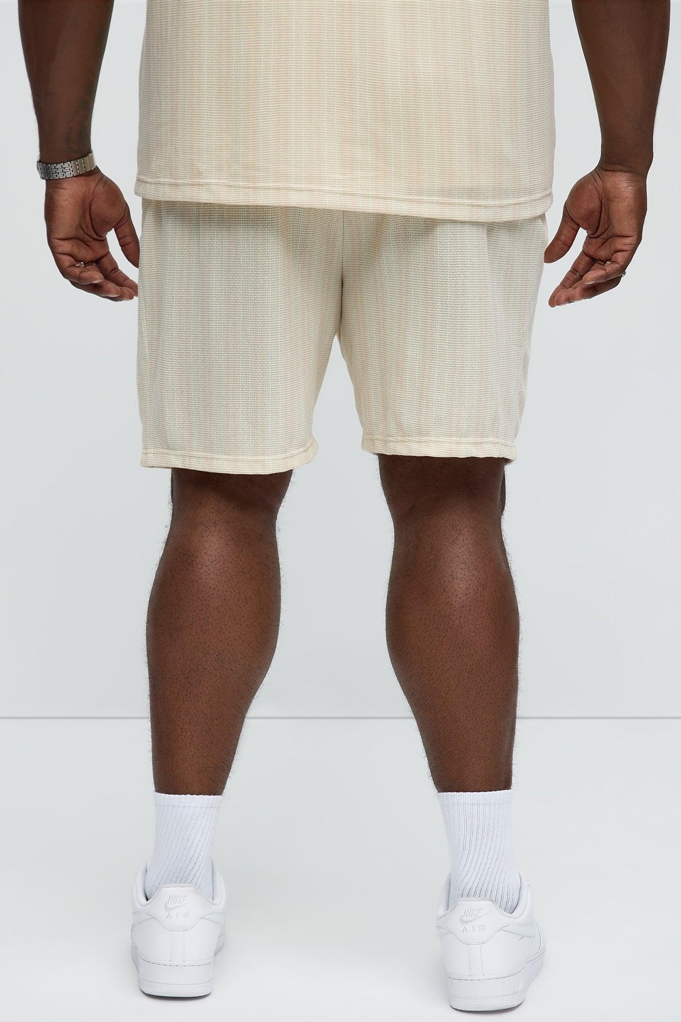 Valor Drawstring Striped Shorts - Cream Male Product Image