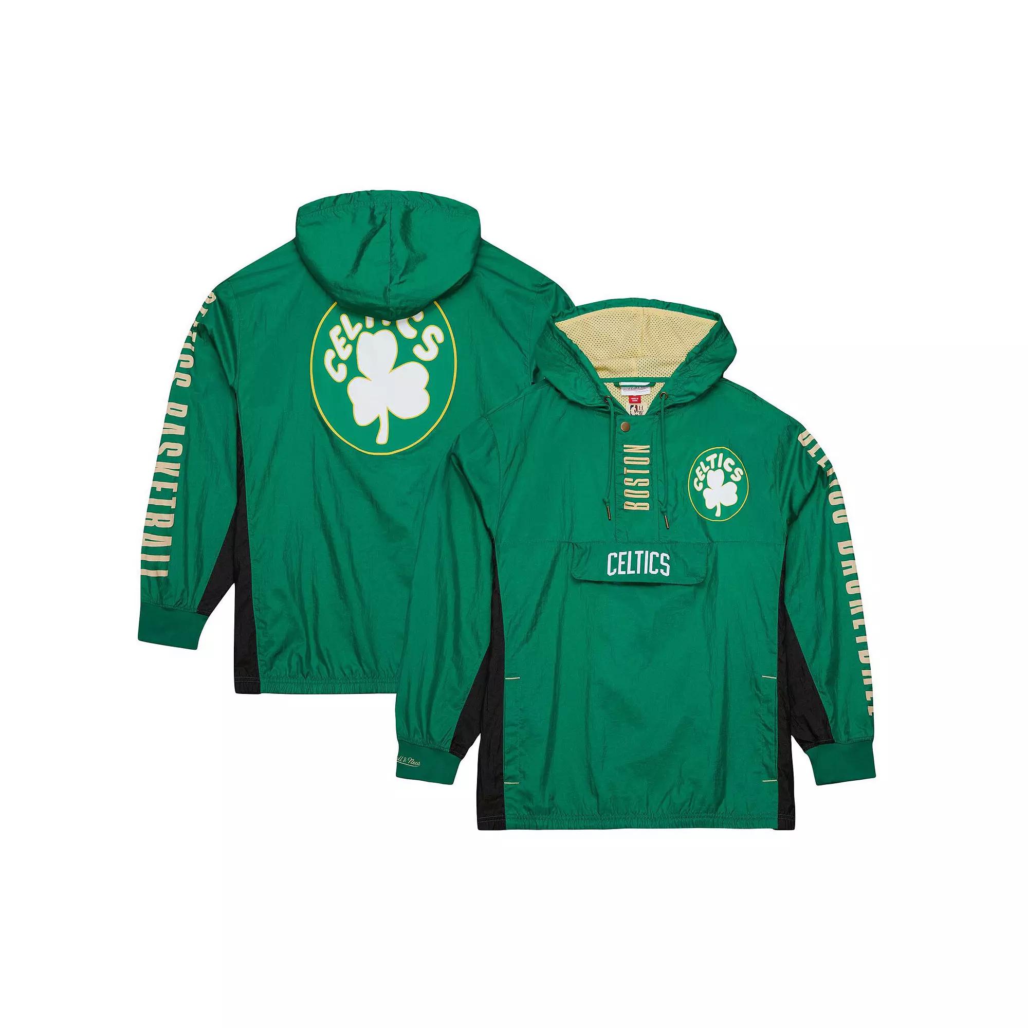 Men's Mitchell & Ness Kelly Green Boston Celtics Big & Tall Hardwood Classics Team OG 2.0 Anorak Hoodie Quarter-Zip Windbreaker Jacket, Size: 2XB Product Image