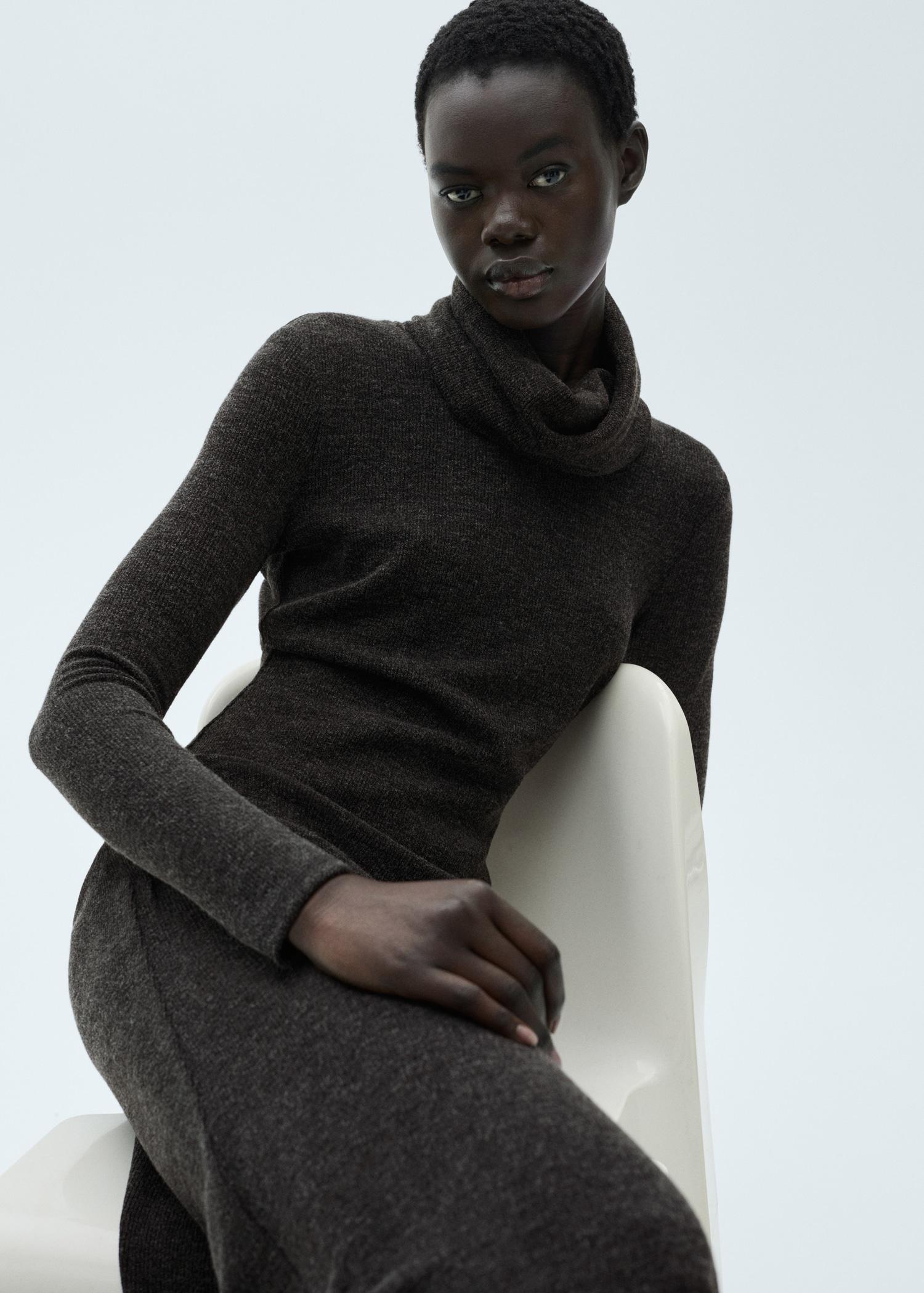 Knitted turtleneck dress - Women | MANGO USA Product Image