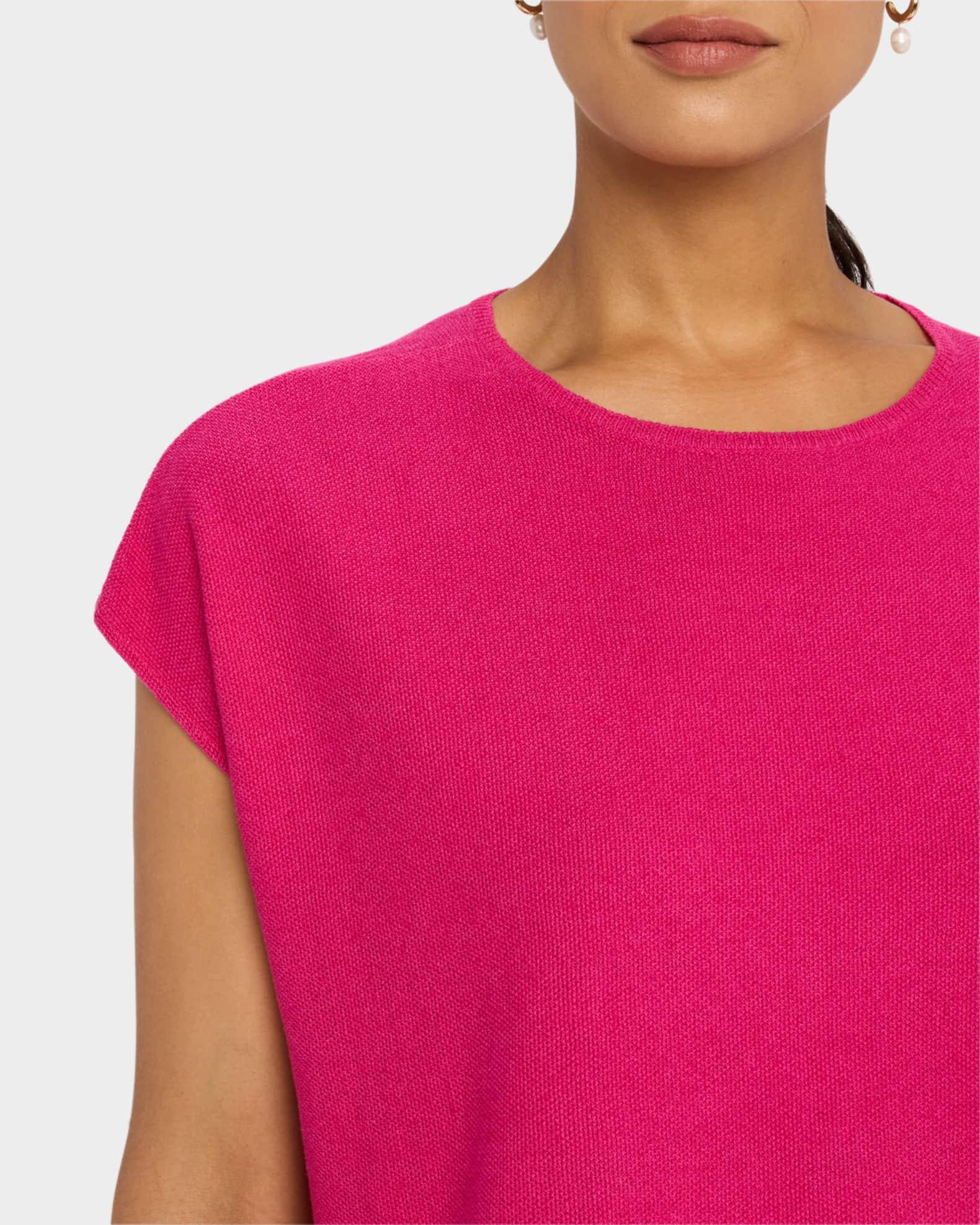 Cap-Sleeve Crewneck Knit Sweater Product Image