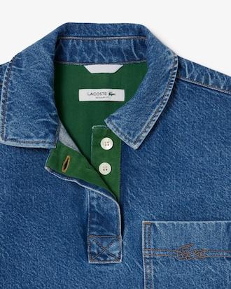 Oversized Denim Polo Shirt Product Image