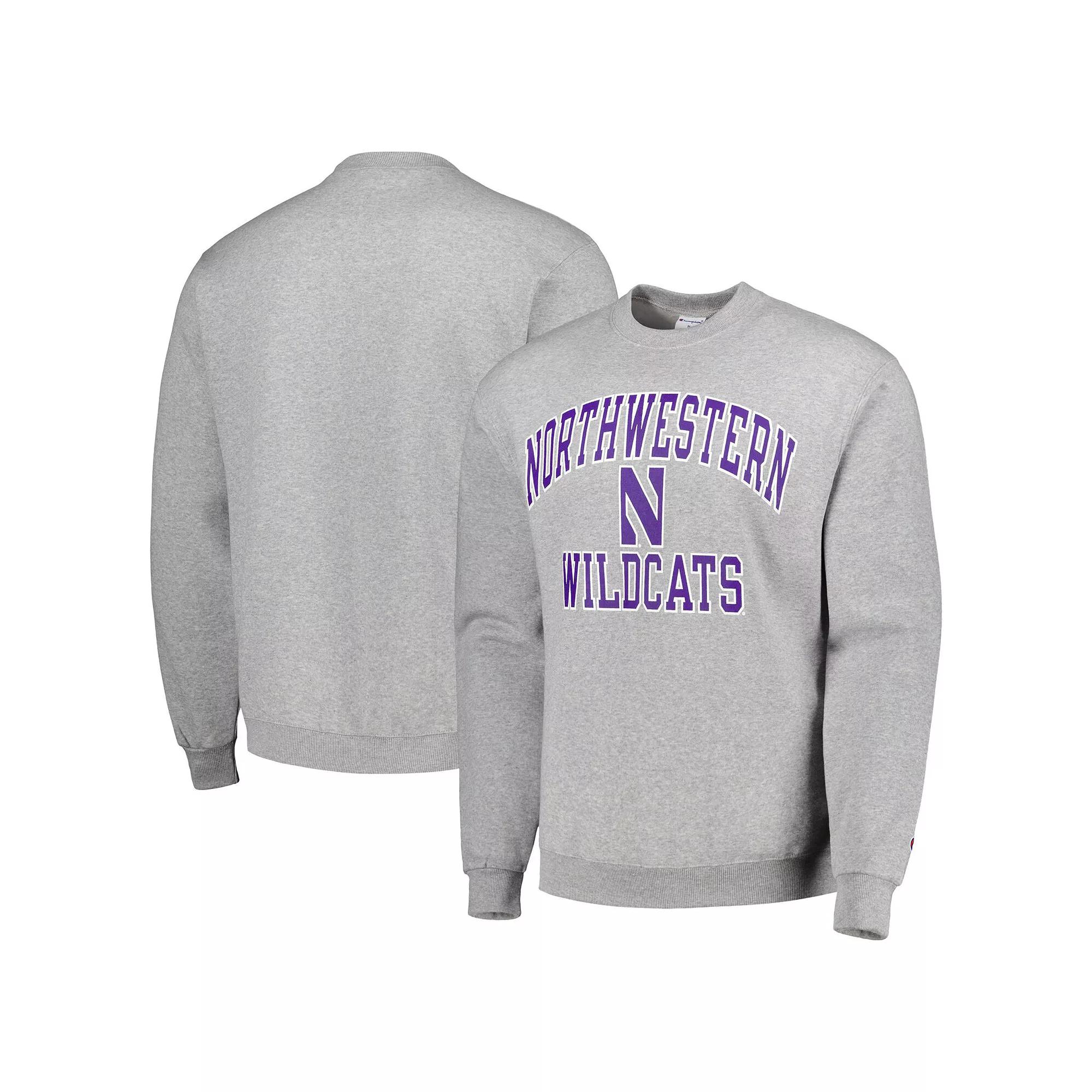 Men's Champion Heather Gray Northwestern Wildcats High Motor Pullover Sweatshirt,  Product Image