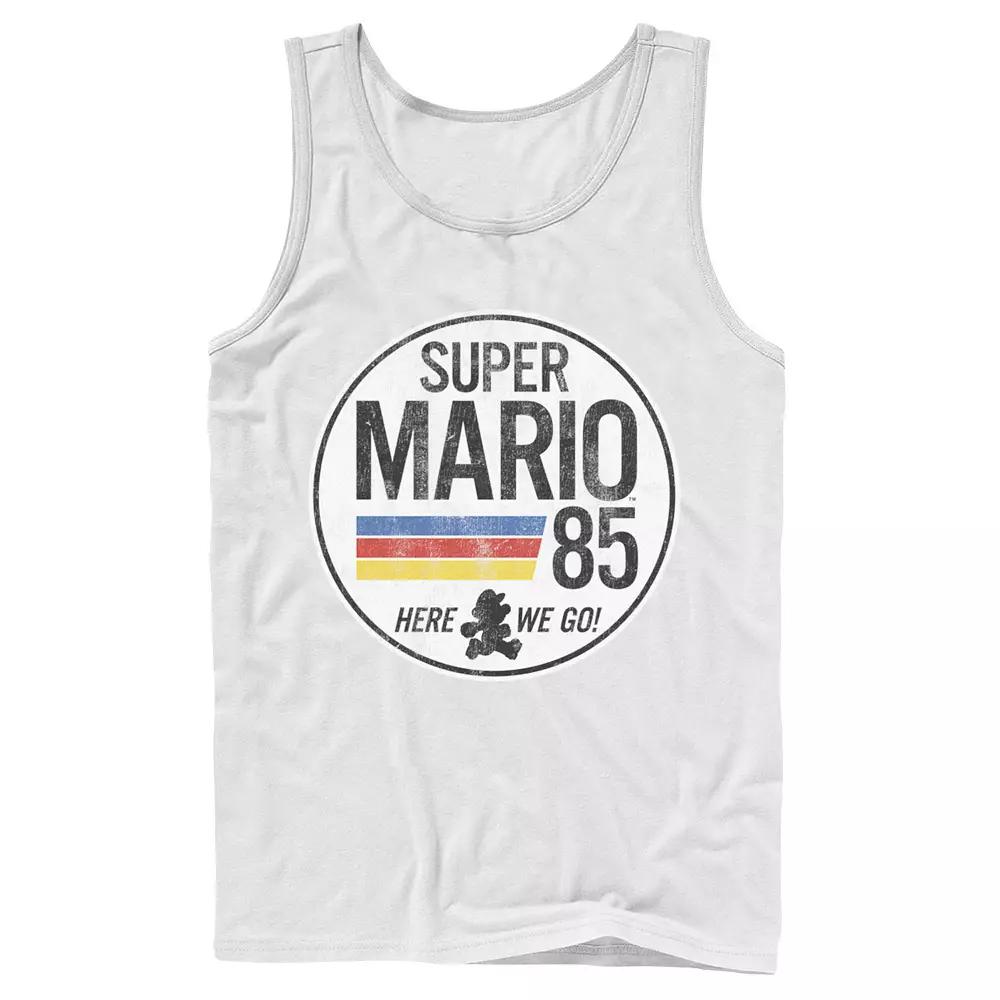 Men's Super Mario Retro Distressed Logo Tank Top,  Product Image