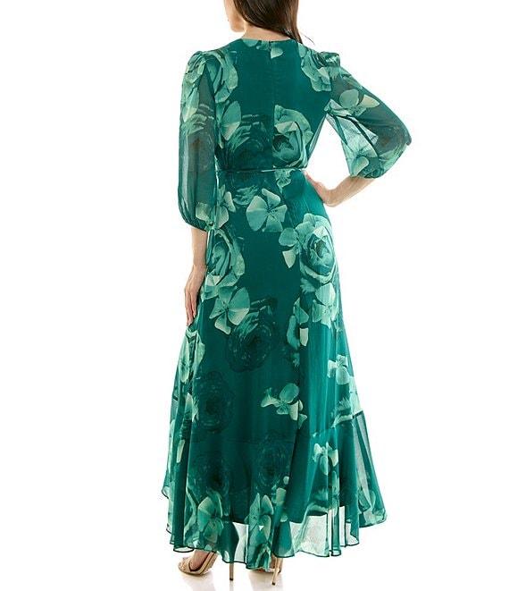 Moda Tara Yoryu Chiffon Floral Print Ruffle High Low Dress Product Image