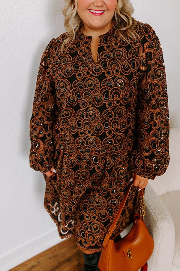 Fifth Avenue Embroidered Mini Dress in Black Curves Product Image