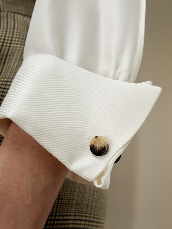 Silk Twill Blouse with Boat Neckline Product Image